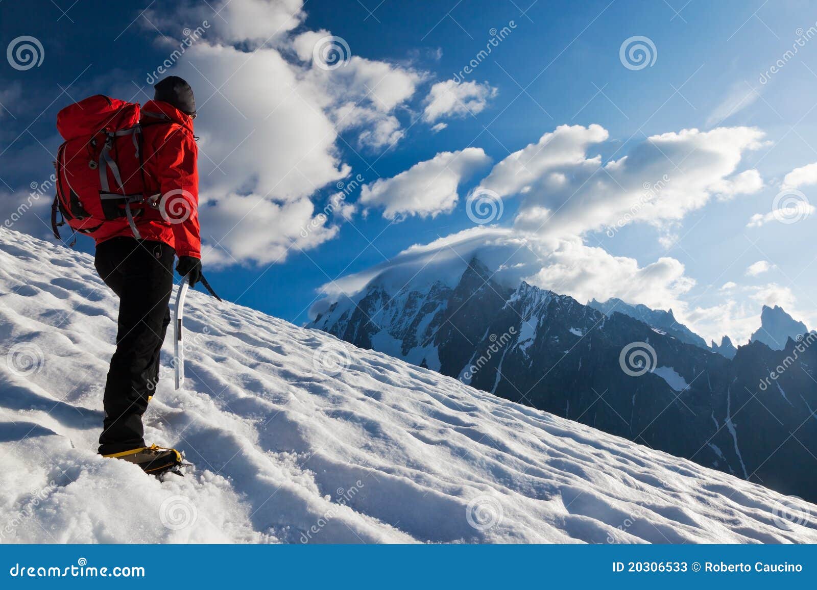 Mountaineer alone glacier stock image. Image of mountaineering 20306533