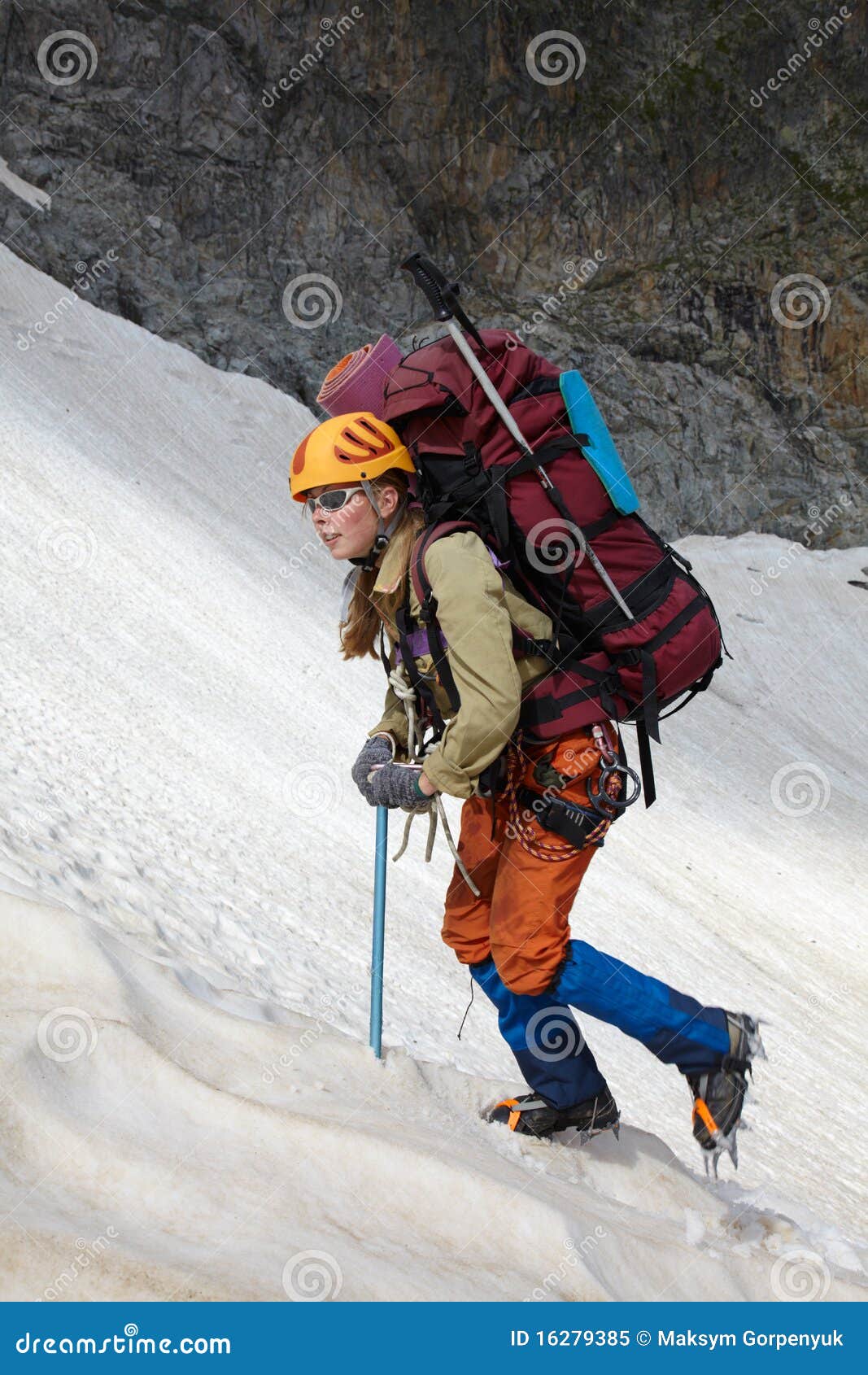 mountaineer girl in a mountains
