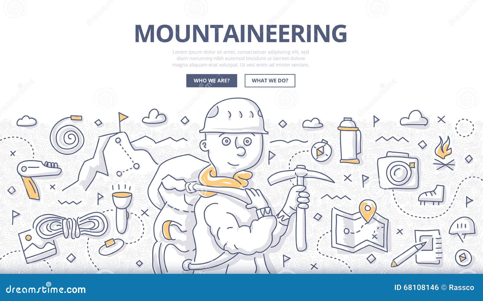 mountaineering doodle concept
