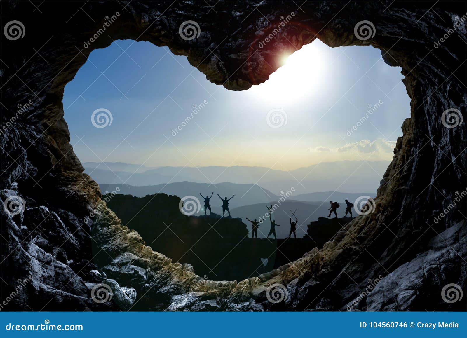 mountaineers through heart d rock formation