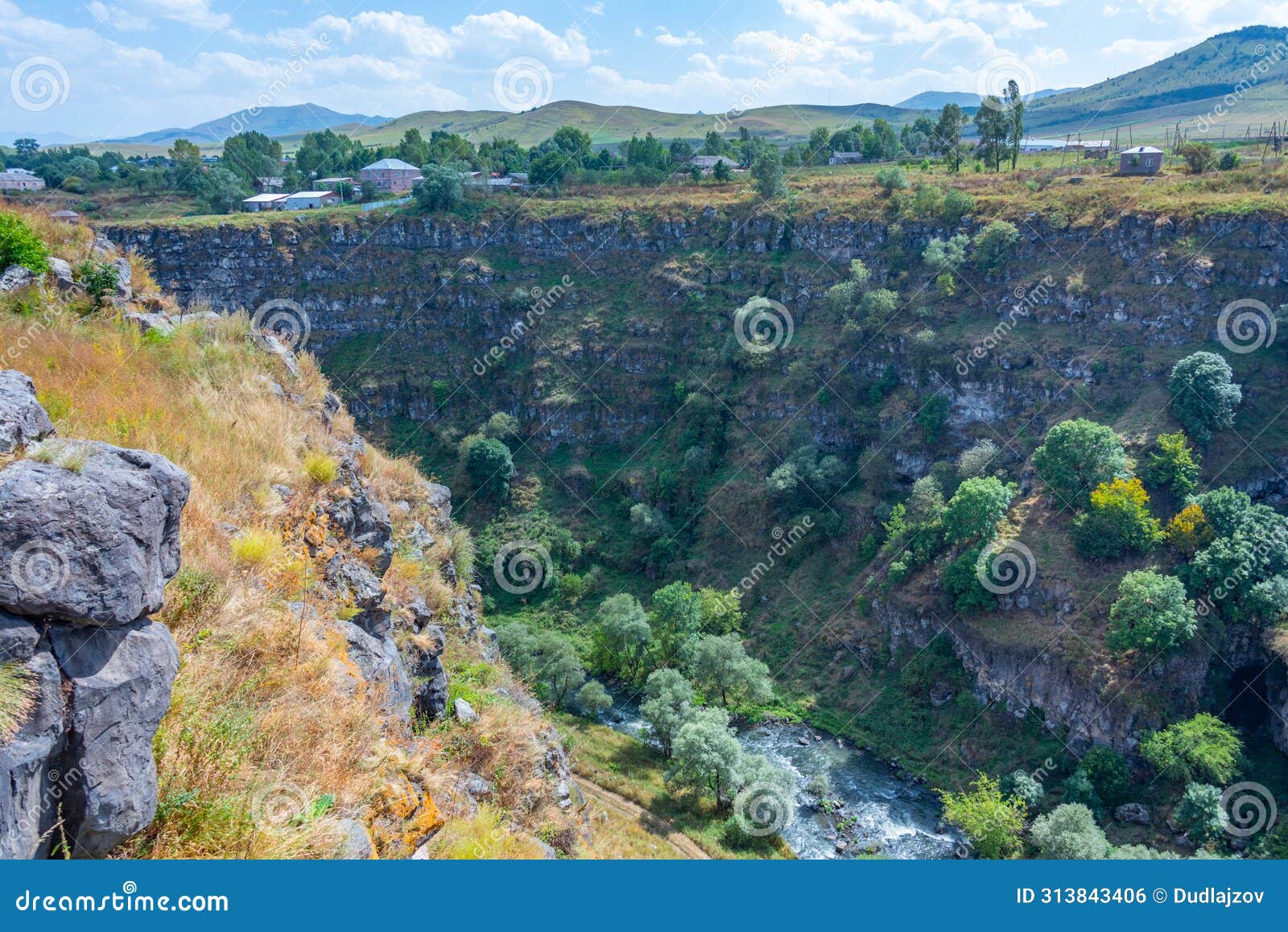 mountainous landscape of dzoraget river valley in armenia