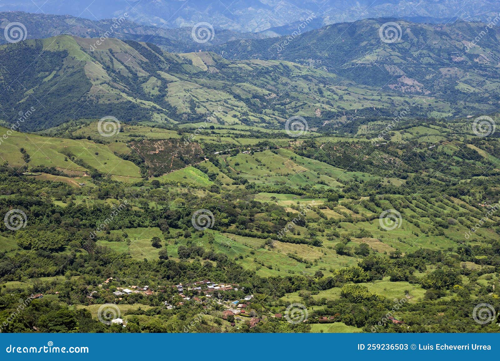 mountainous landscape of southwest antioquia - mountains, blue sky and trees