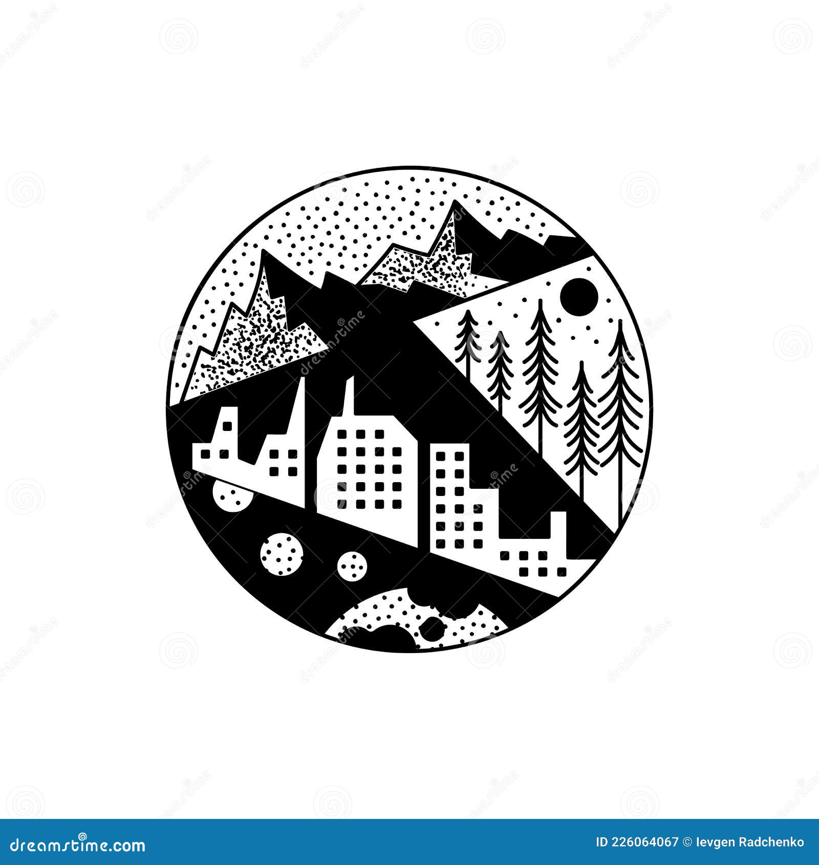 Mountains Adventure Tattoo Design. Summer Crest Logo with Mountain and  Urban City Scene Stock Illustration - Illustration of logotype, tattoo:  226064067