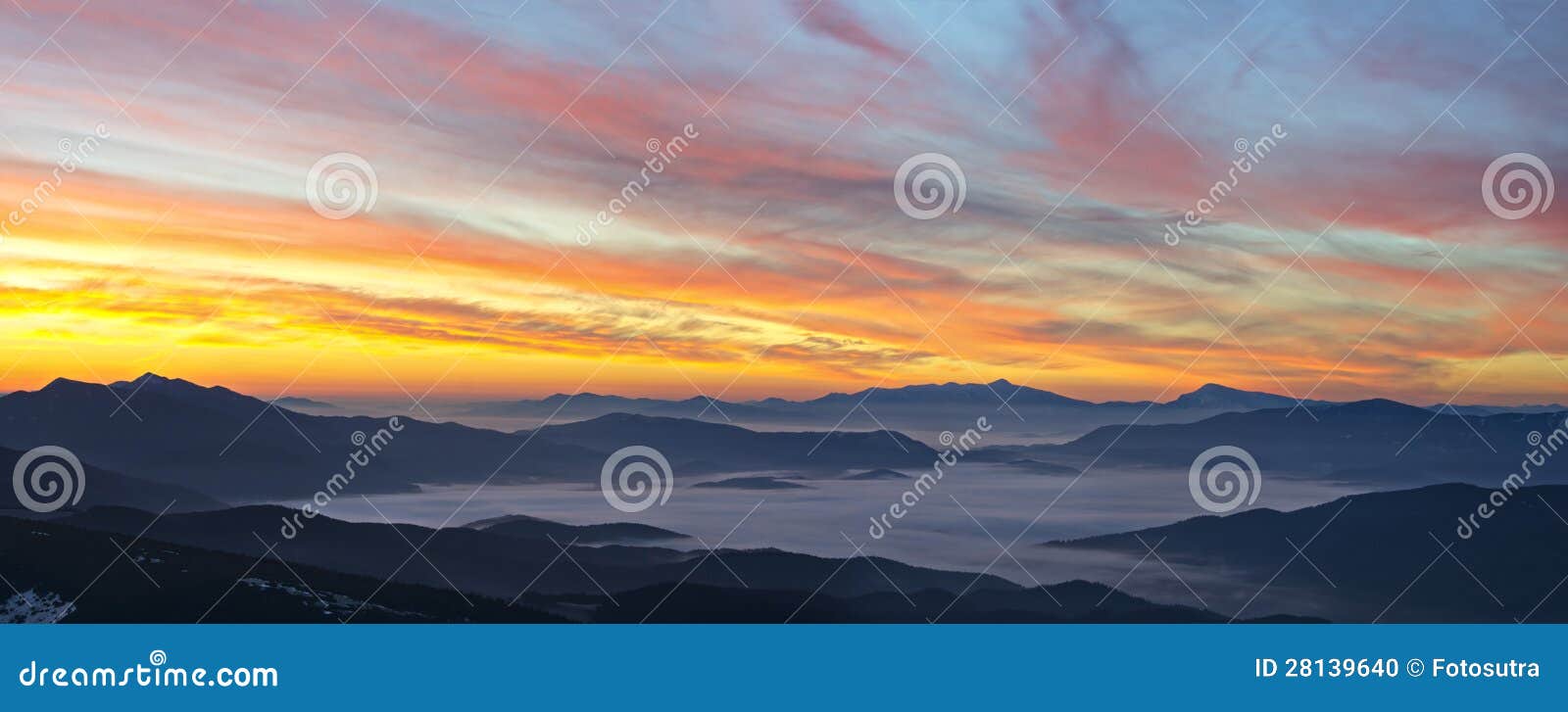 mountains and dawn sky