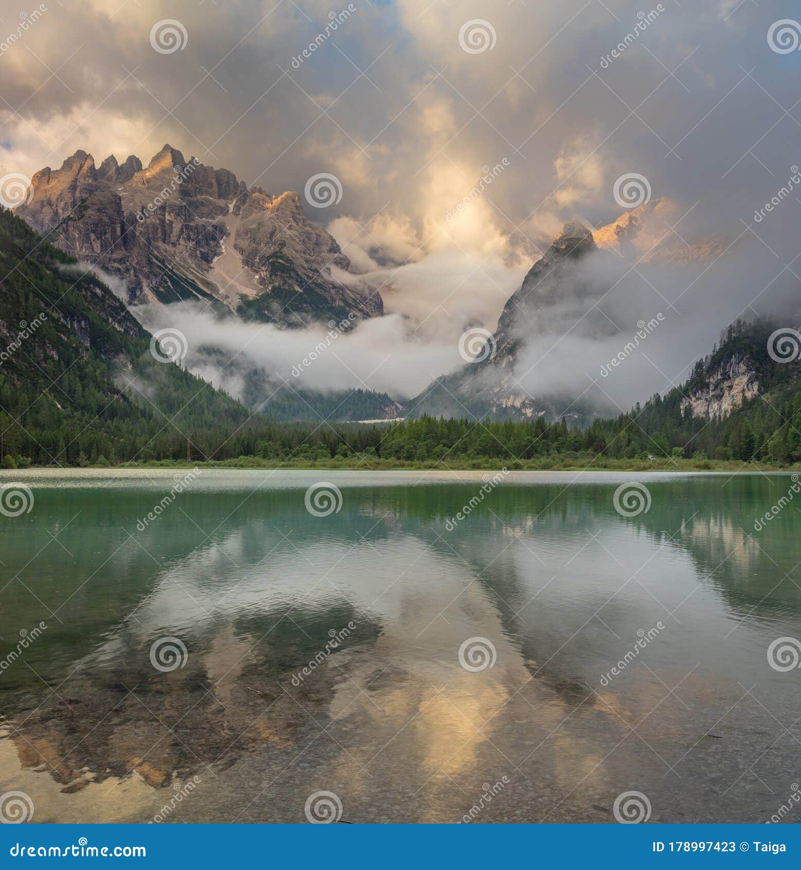 Mountains Lake At The Foggy Morning Wild Forest Dnd Alps Mountains Stock Image Image Of Nature Landro