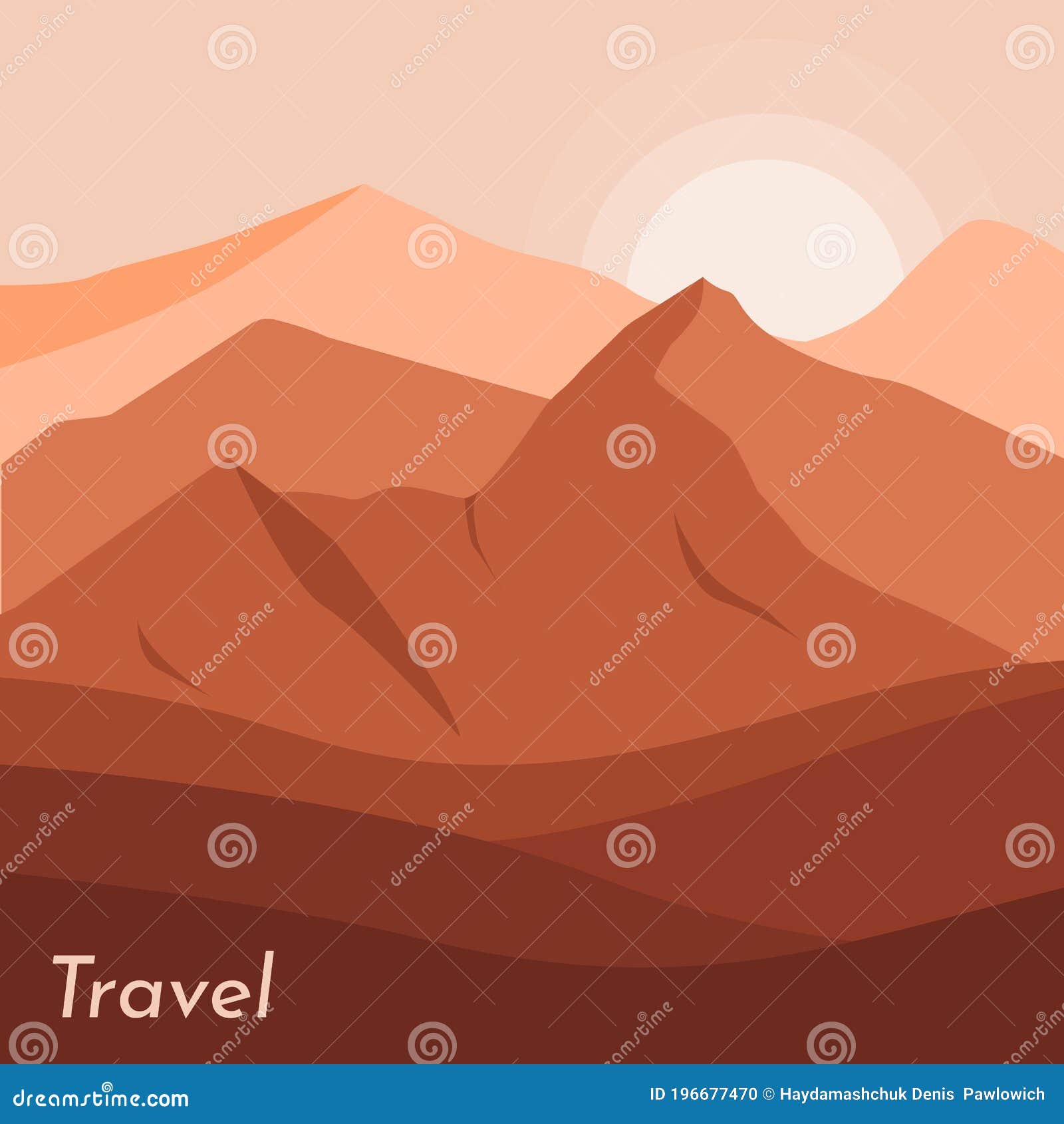 Mountains Landscape Illustration. Desert Mountain and Hills Landscape