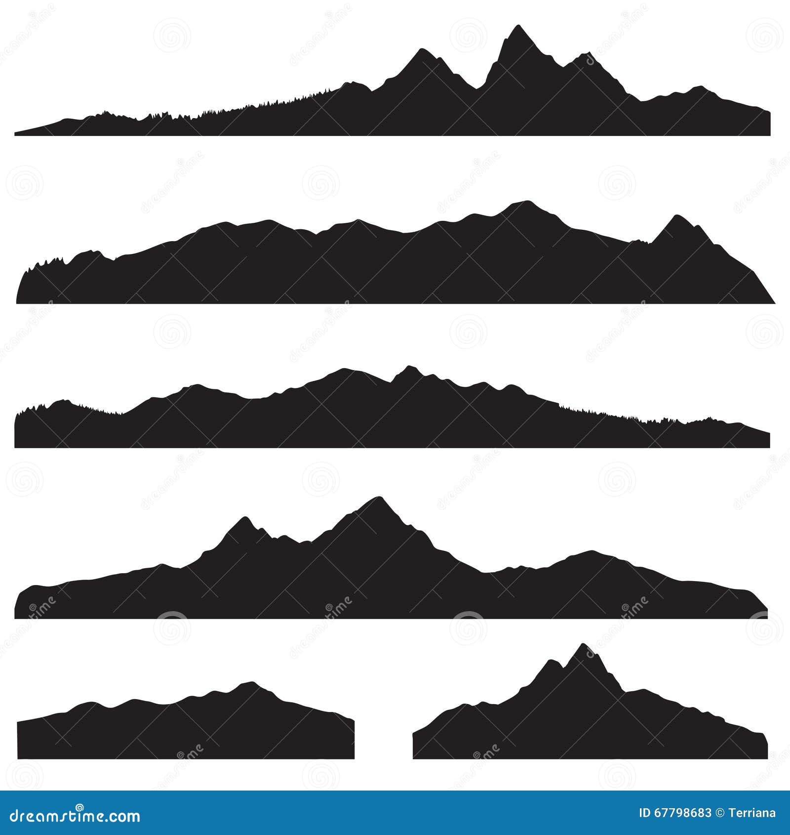 Black silhouette of mountains. The drawing is made in black paint