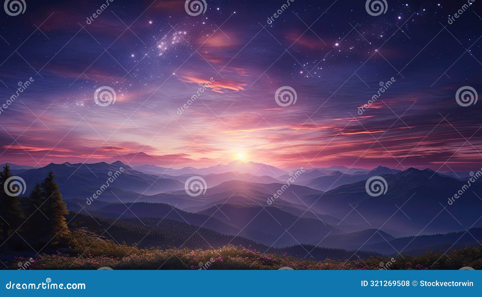 mountains lens flare star