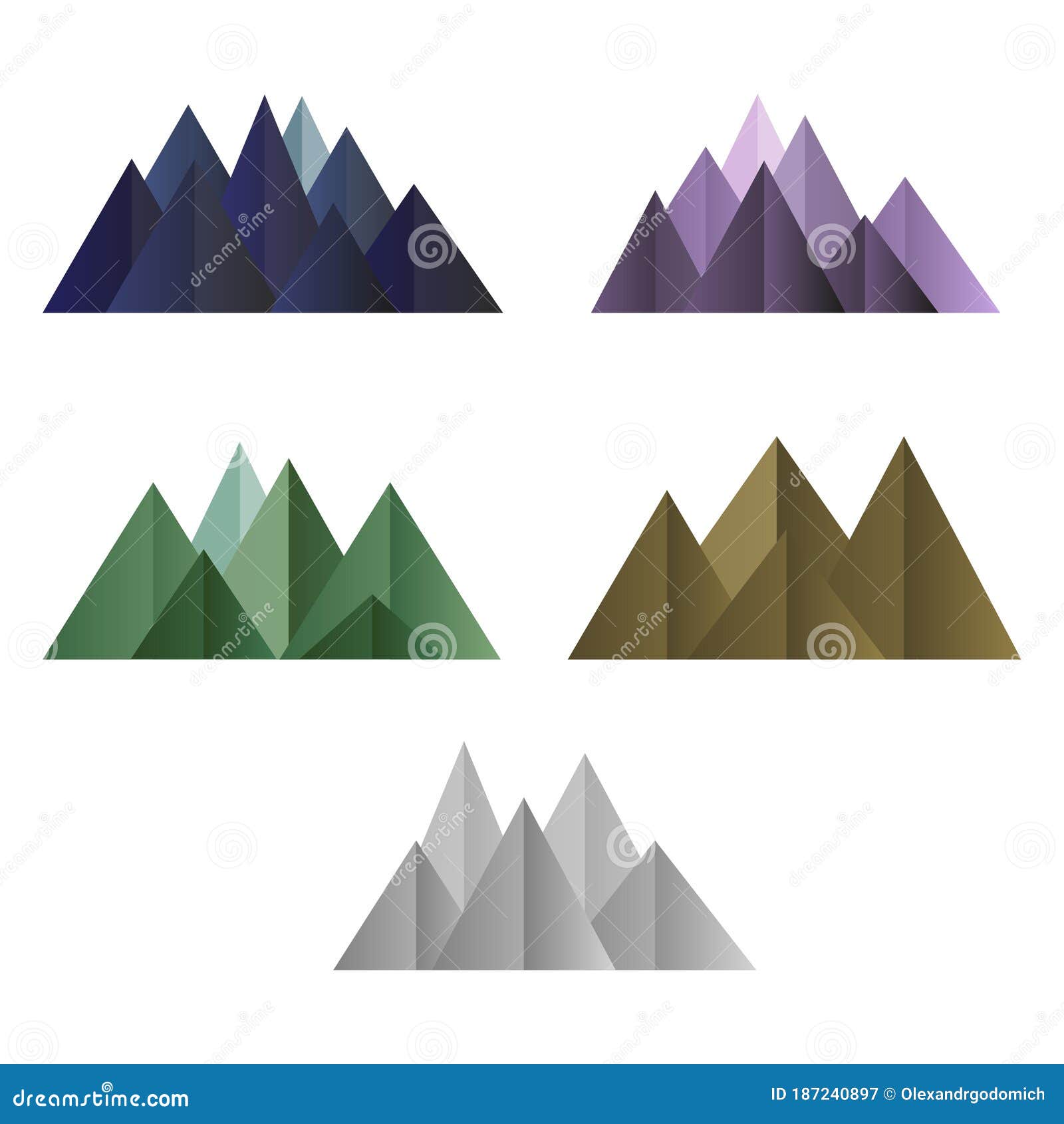 Mountains Low Poly Style Set. Polygonal Shapes Stock Vector ...