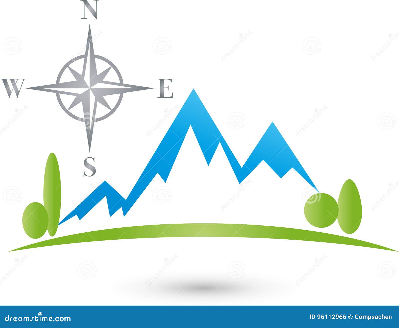 Mountains and Meadow, Sport and Tourism Logo Stock Vector Illustration of mountaineering