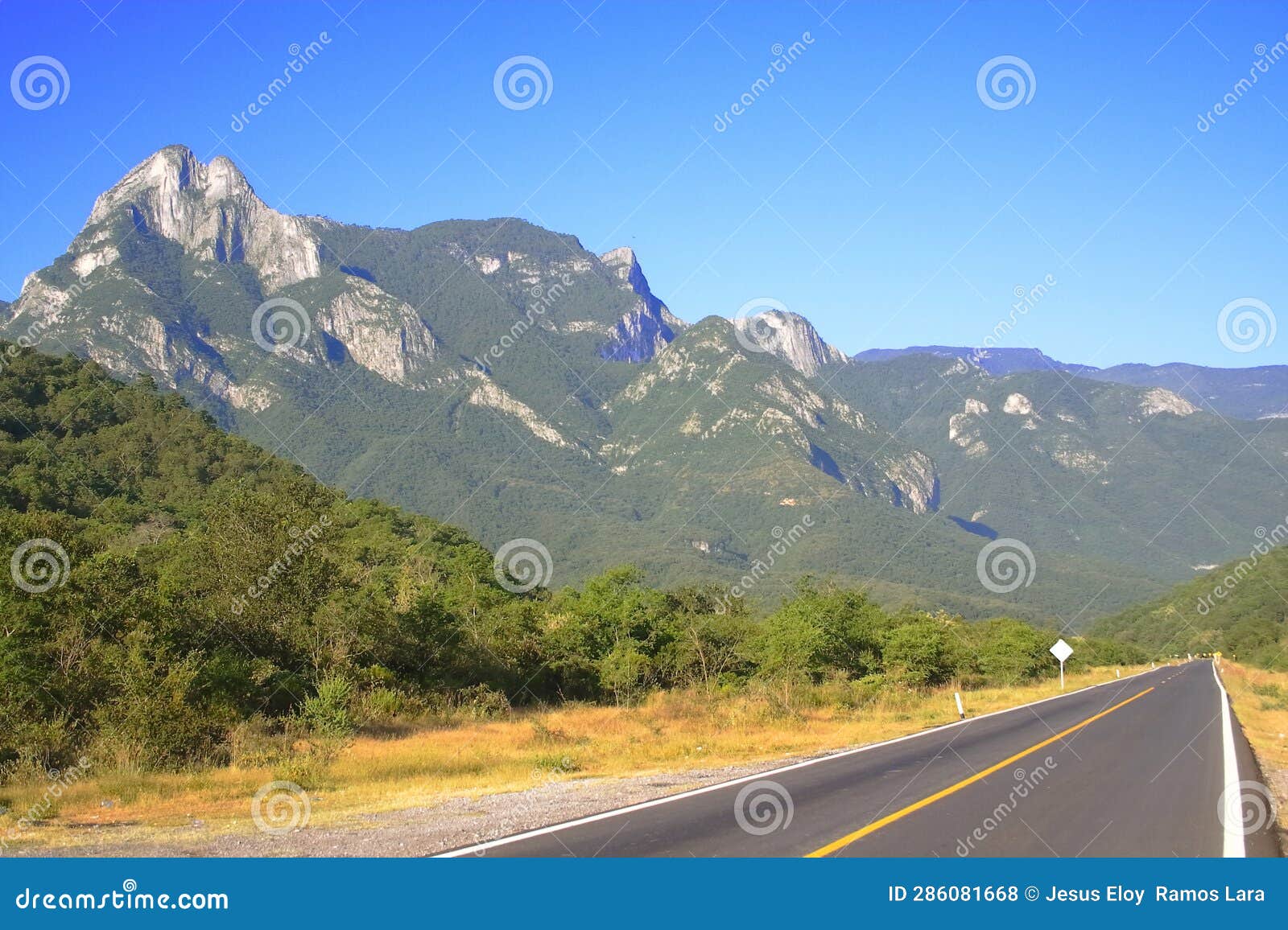 mountains and road in nuevo leon, mexico vi