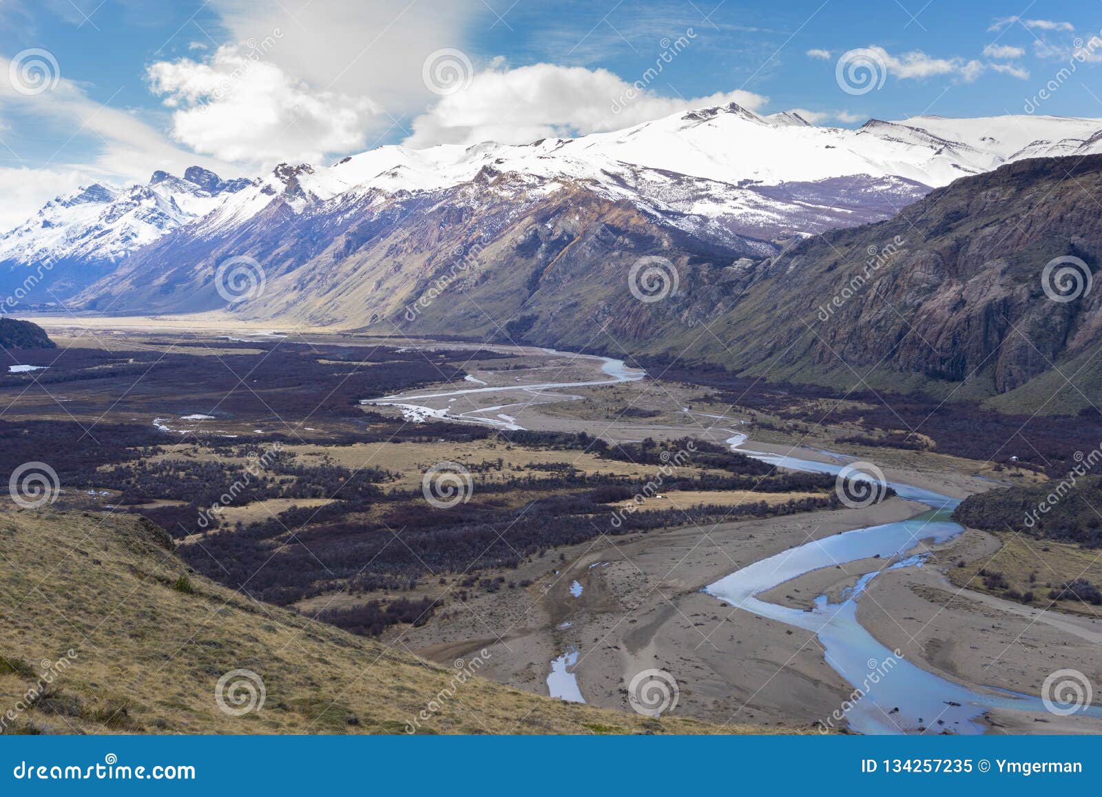 Mountains and River in Patagonia, Argentina Stock Image - Image of ...