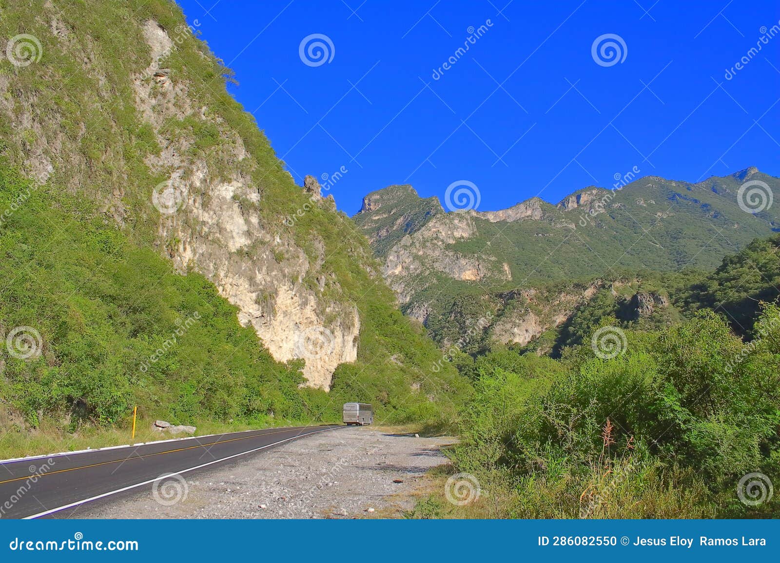 mountains and road in nuevo leon, mexico vii