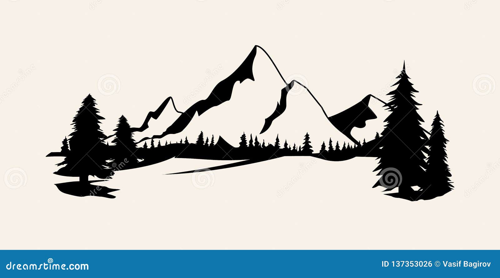 Mountains Silhouettes. Mountains Vector, Mountains Vector of Outdoor ...