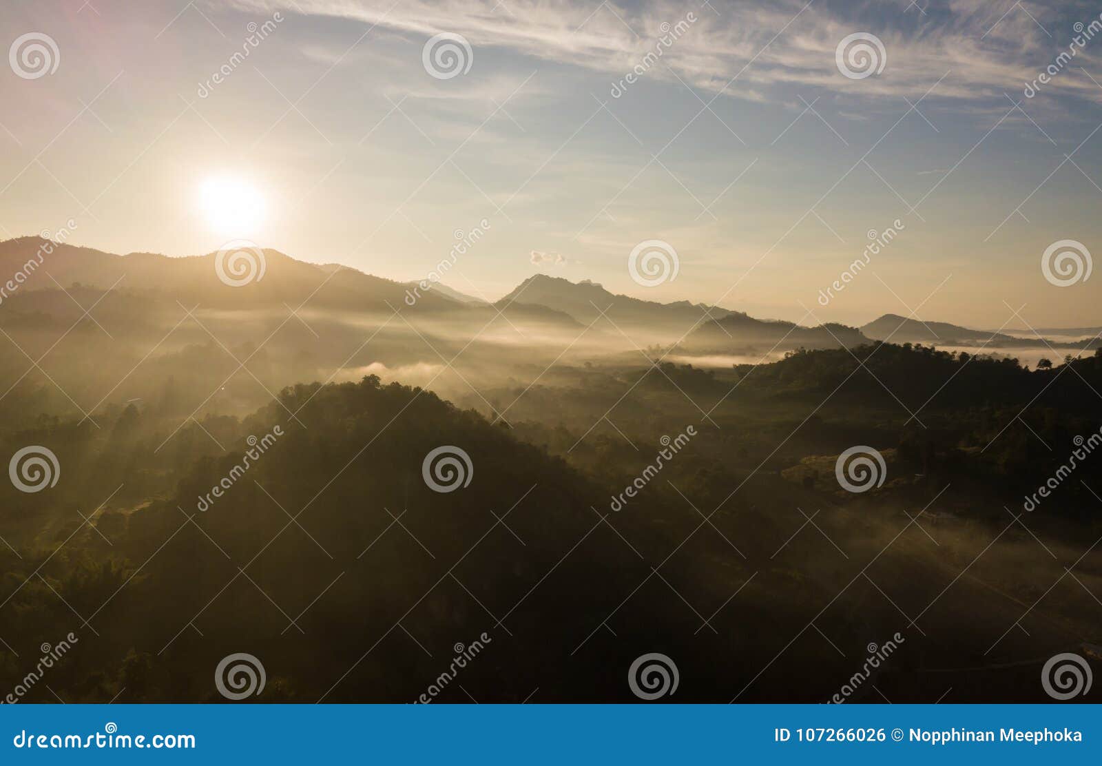 Mountains And Trees With Beautiful Clouds And Sky In Sunrise Stock Photo Image Of Forest Kanchanaburi