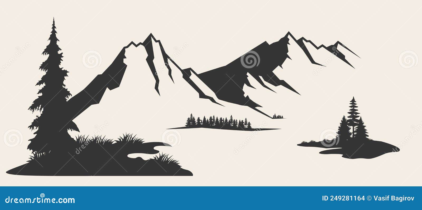 Mountains Vector.Mountain Range Silhouette Isolated Vector Illustration ...