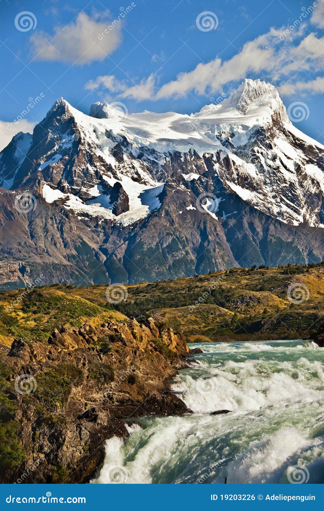 mountains and waterfall, chile