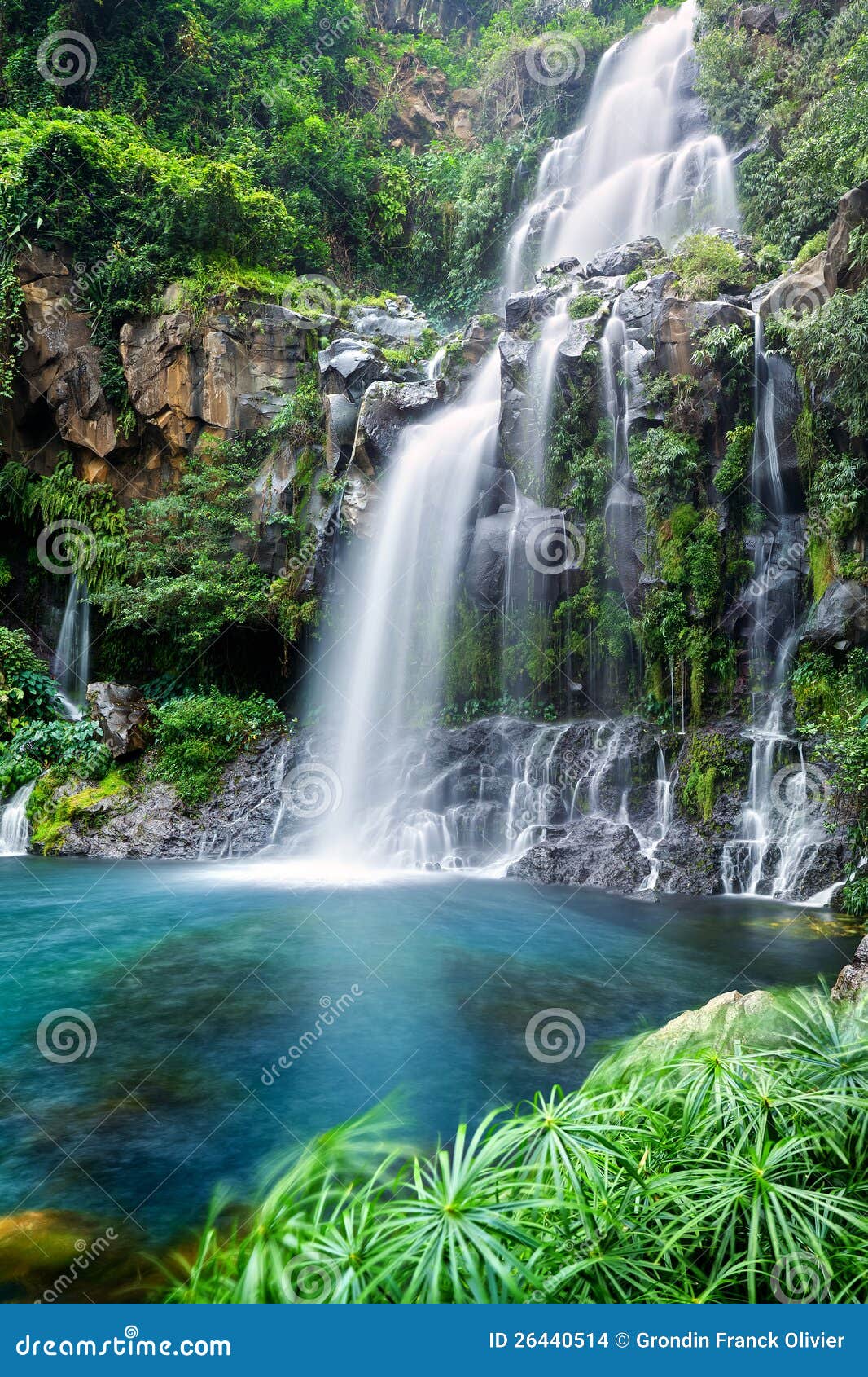 mountainside waterfall