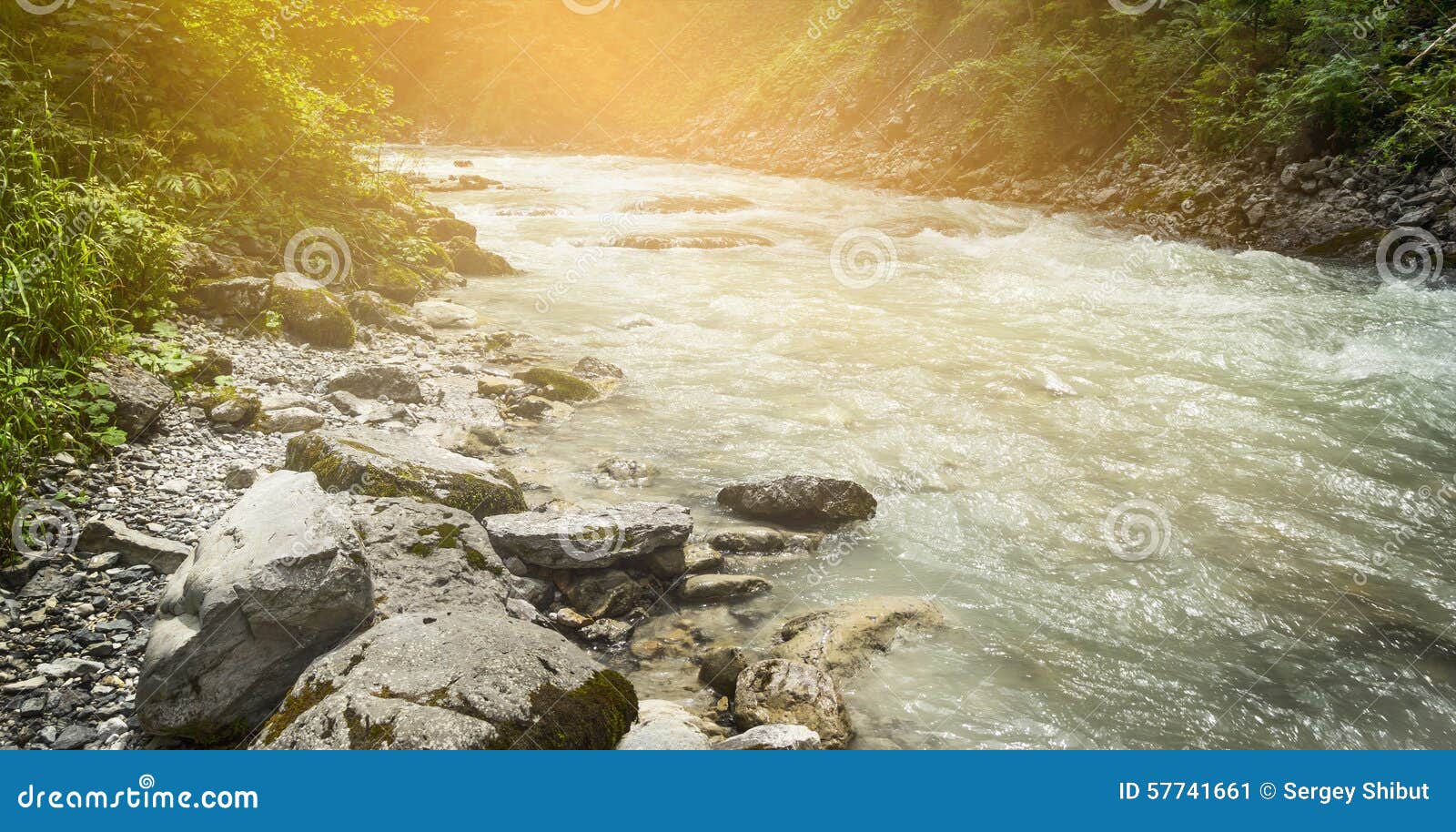 Beautiful landscape rapids on a mountains river in sunlight. Filtered image  colorful effect. 17659148 Stock Photo at Vecteezy