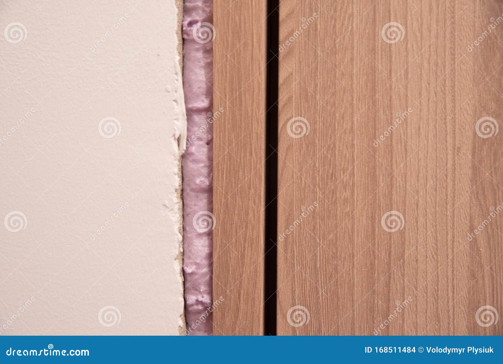 Installation of Doors Using Polyurethane Foam Mounting Stock Photo