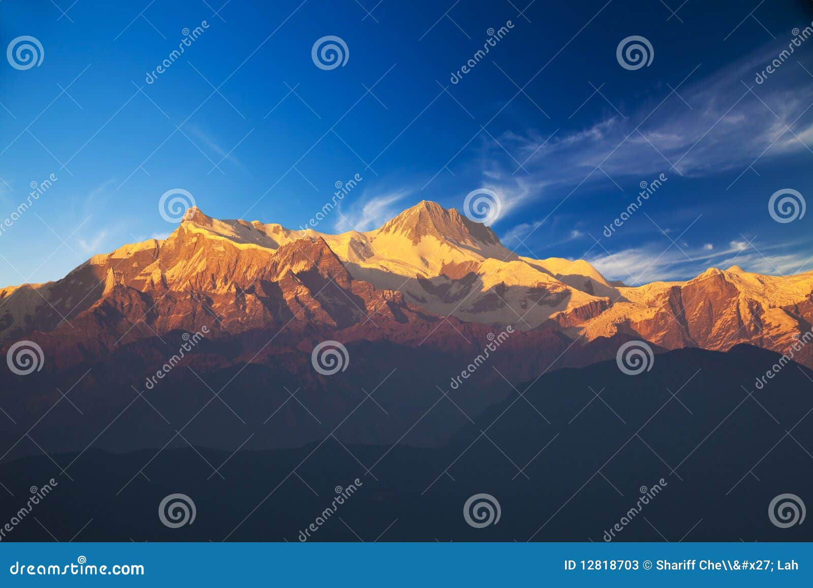 mounts annapurna ii and iv at dusk, nepal