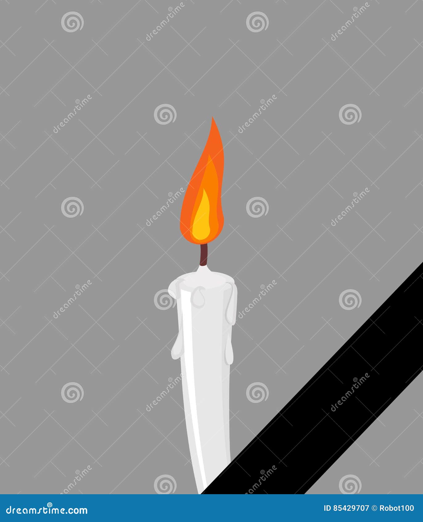 Mourning Frame Black Ribbon. Candles and Tape Stock Vector