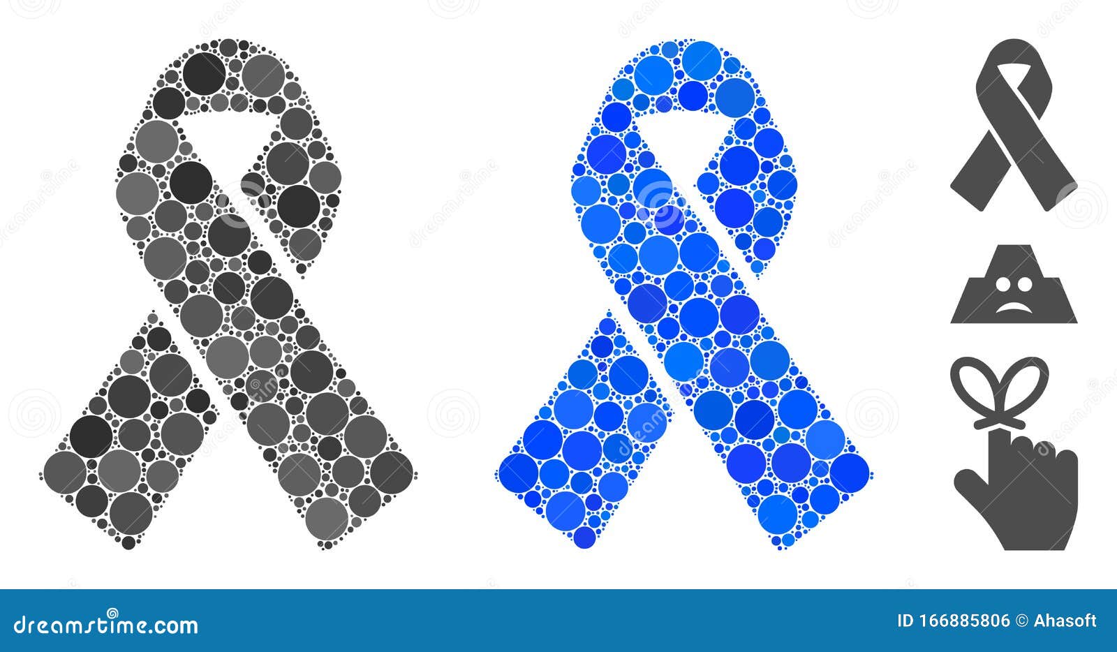 mourning ribbon mosaic icon of circles