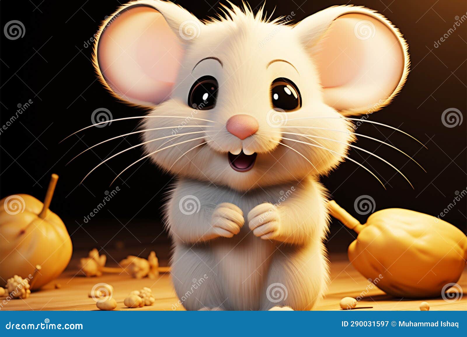 mouse in animated form entertains with a humorous, expressive countenance