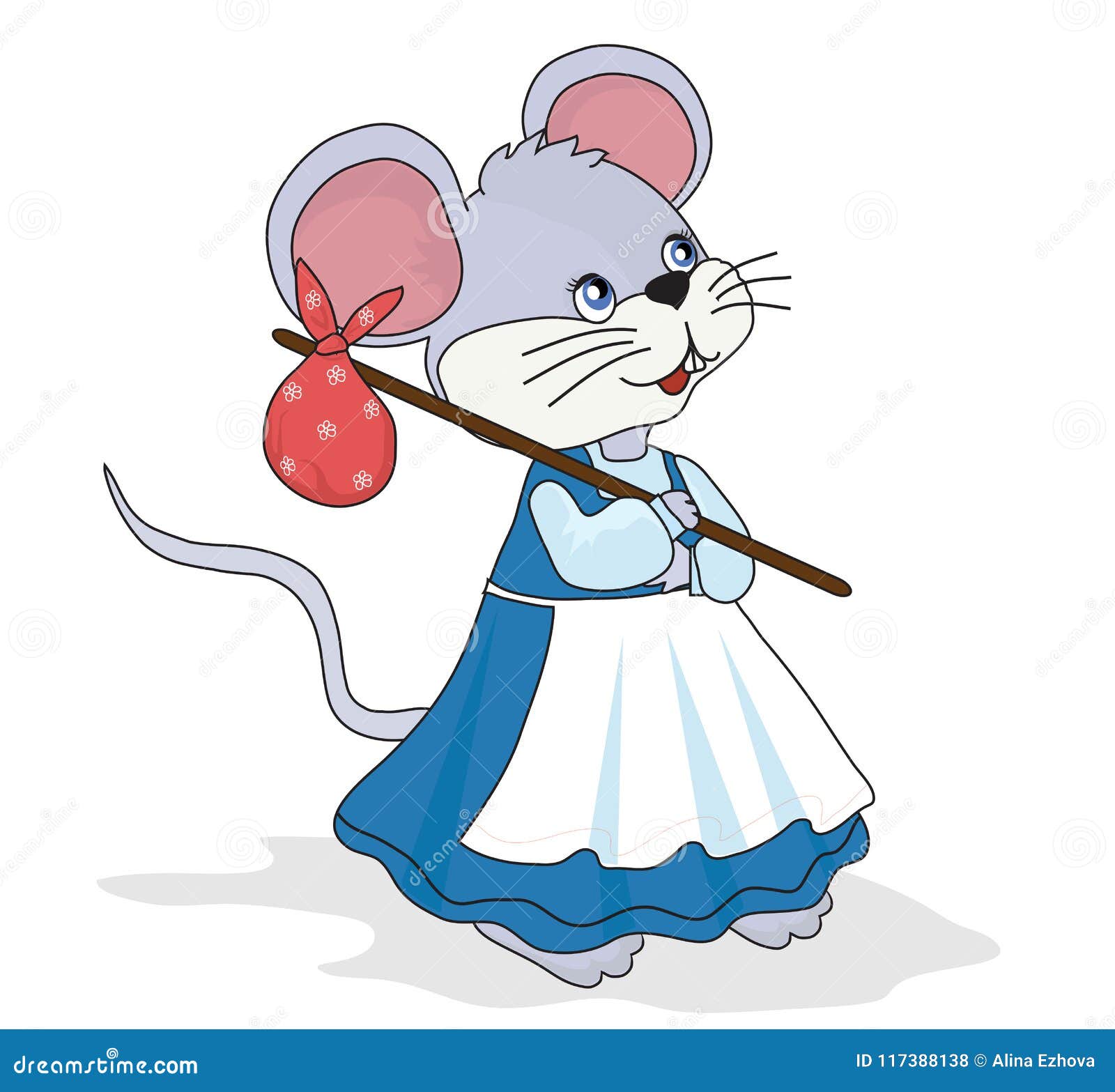 Mouse with a Bag on a Stick Stock Vector Illustration of fairy, funny