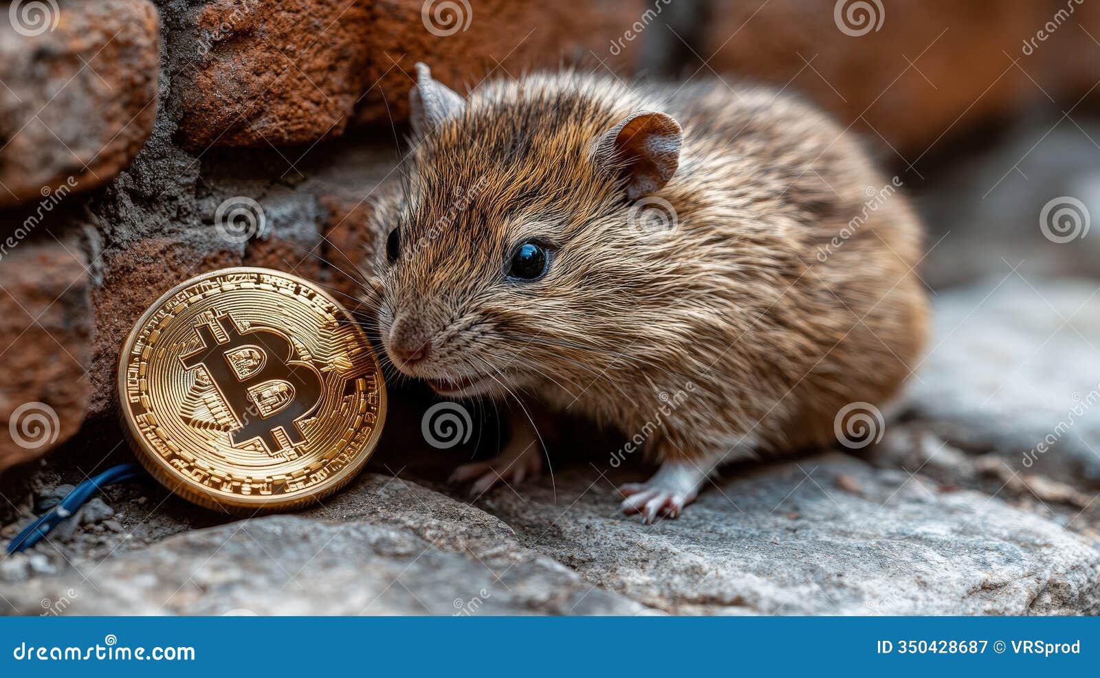 Mouse beside Bitcoin Coin on Rustic Stone Background Stock Image - Image of  rodent, shiny: 350428687