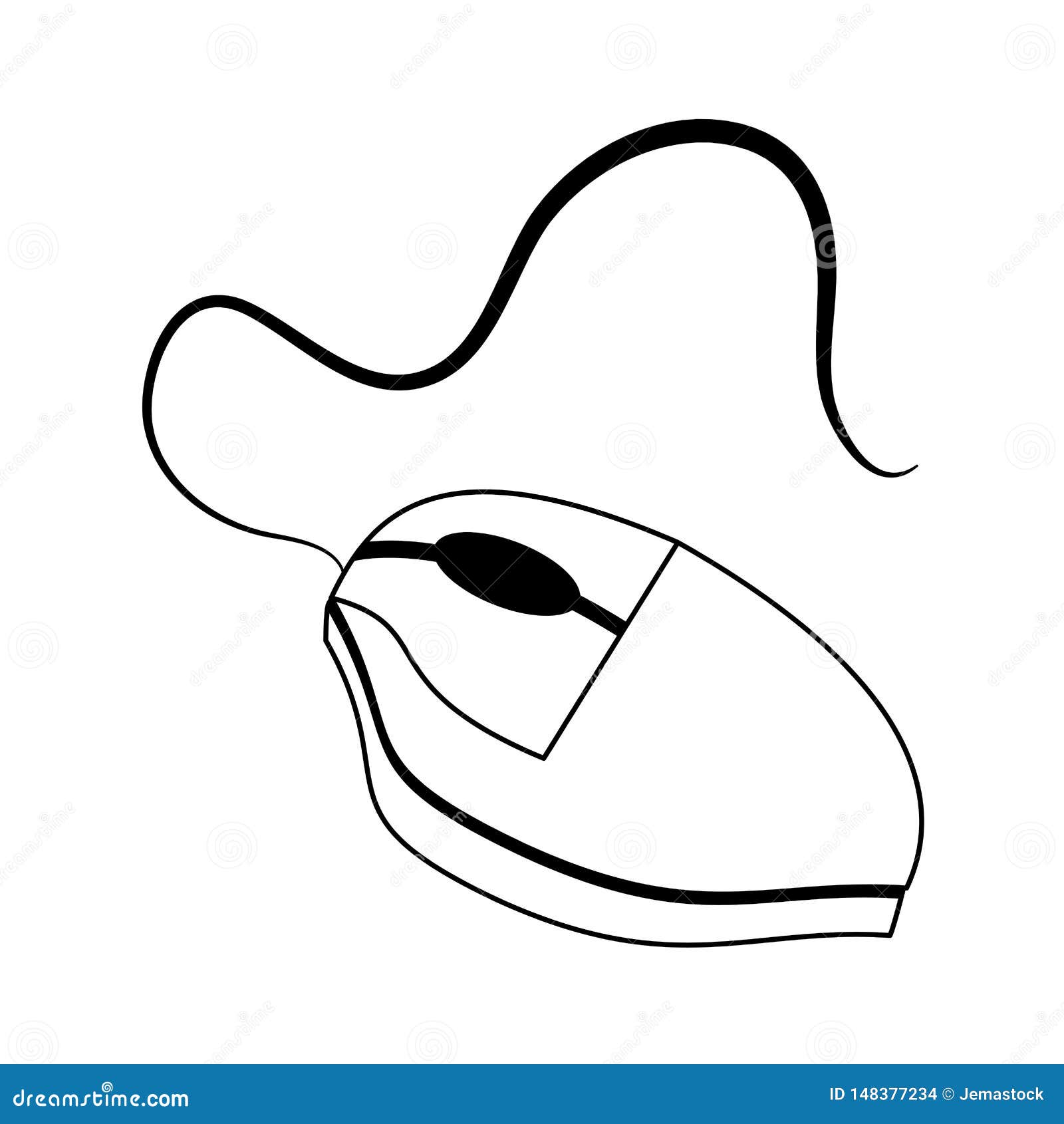 Mouse Computer Hardware Isolated Device in Black and White Stock Vector