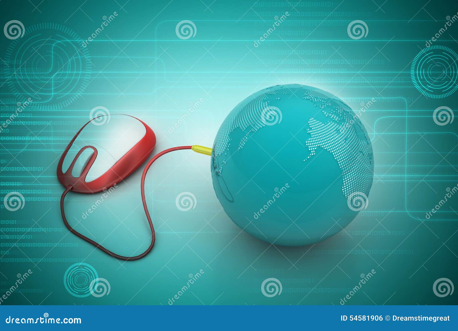 Mouse connect with earth stock illustration. Illustration of cable ...