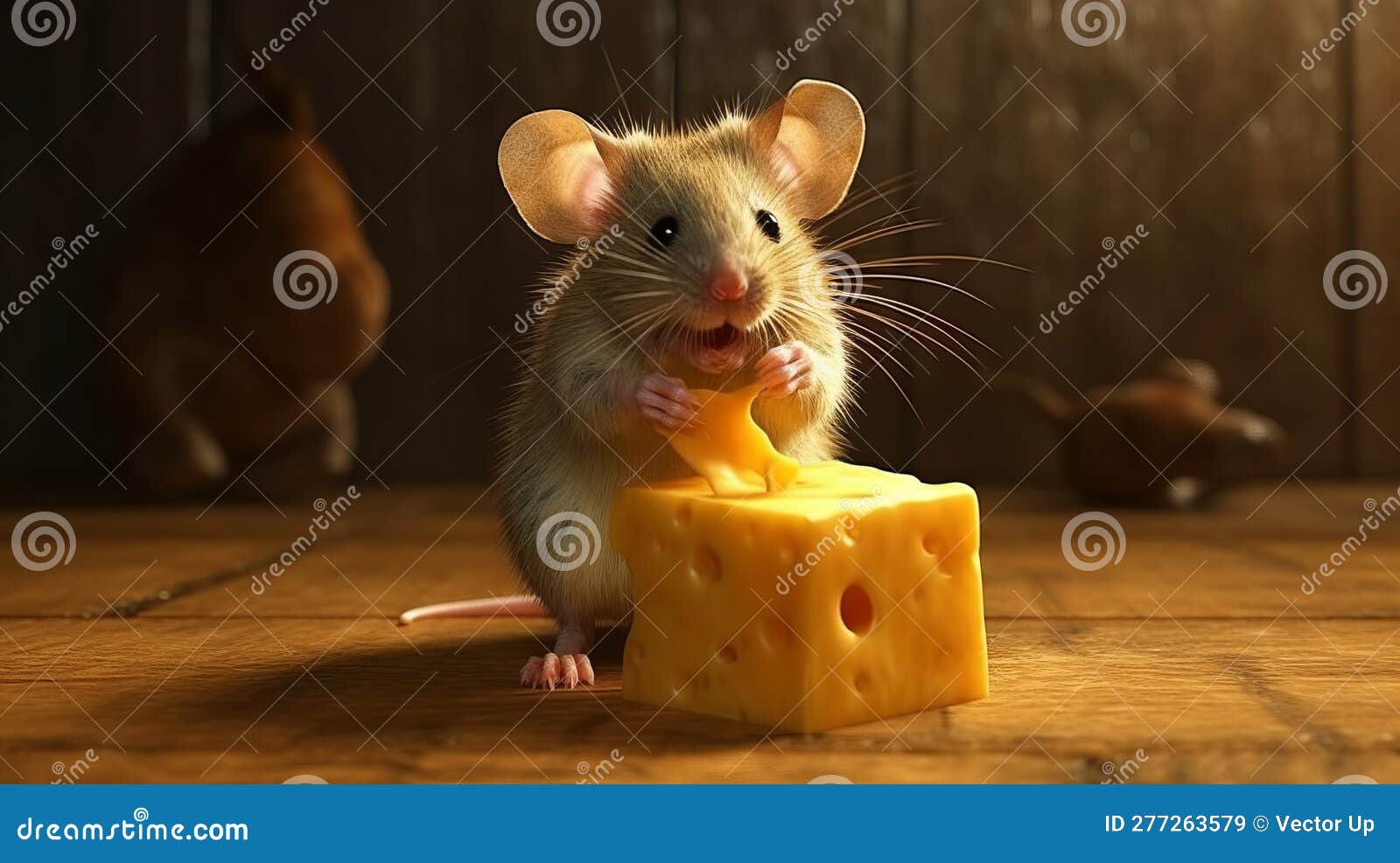 Mouse Eating Cheese. Generative AI Stock Illustration Illustration of