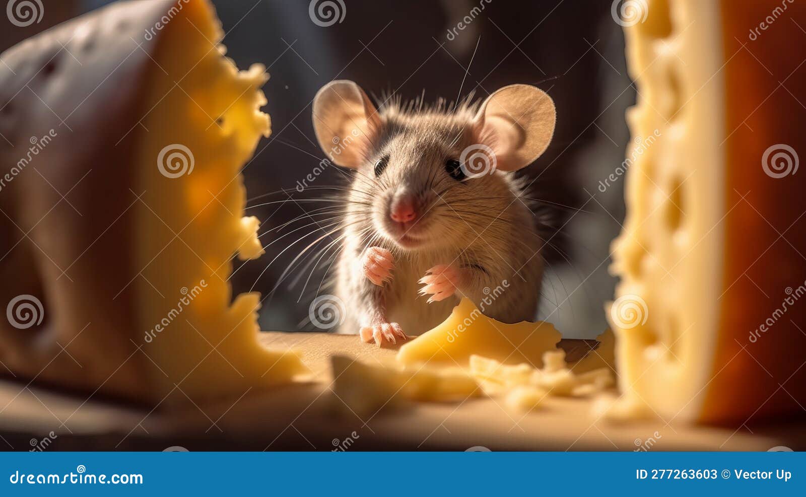 Mouse Eating Cheese. Generative AI Stock Illustration Illustration of