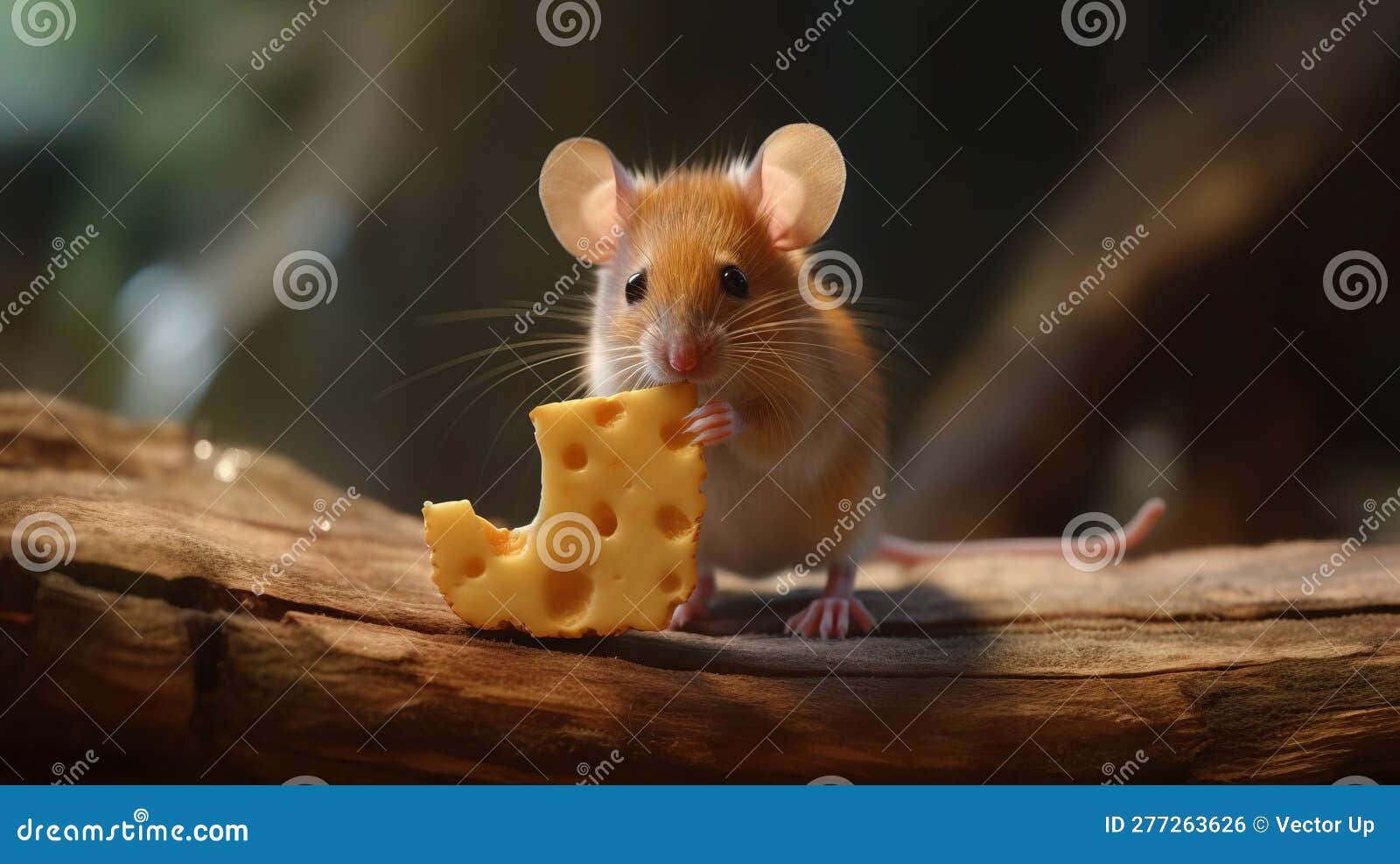 Mouse Eating Cheese. Generative AI Stock Illustration Illustration of