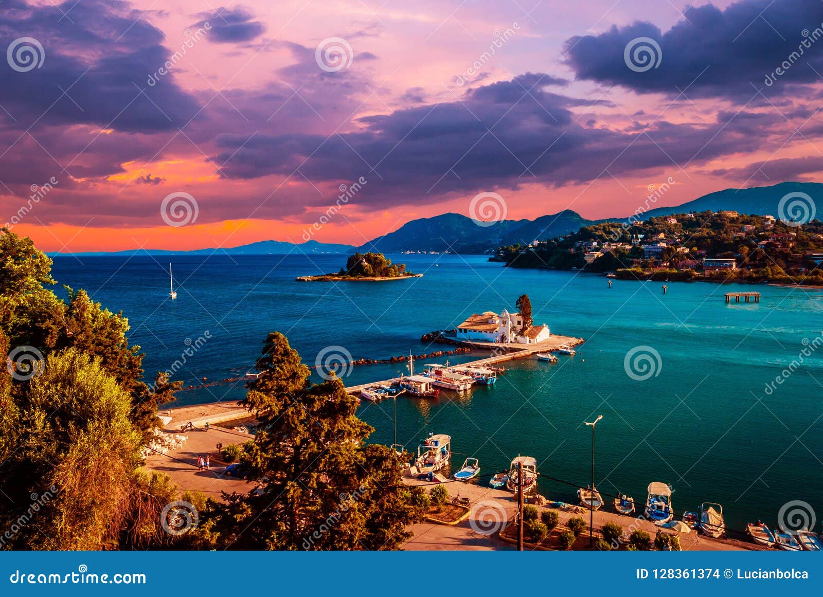 Mouse Island, Corfu, Greece. Stock Photo - Image of ionian, pantokrator ...