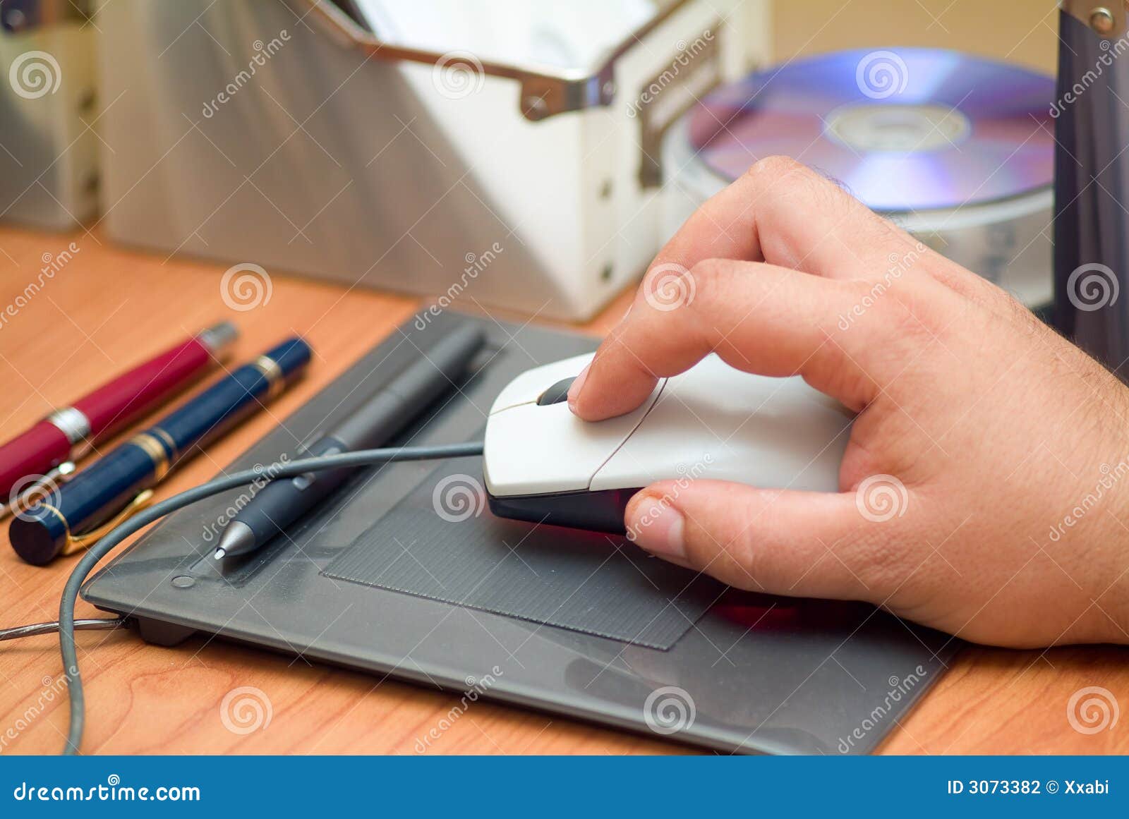Mouse on tablet stock photo. Image of document, education 3073382