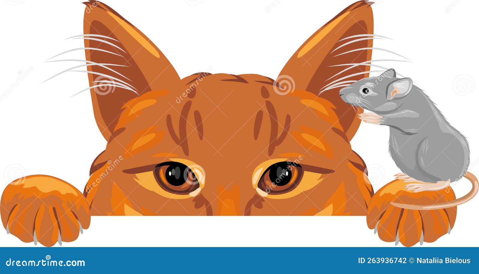mouse tells secrets to a ginger cat