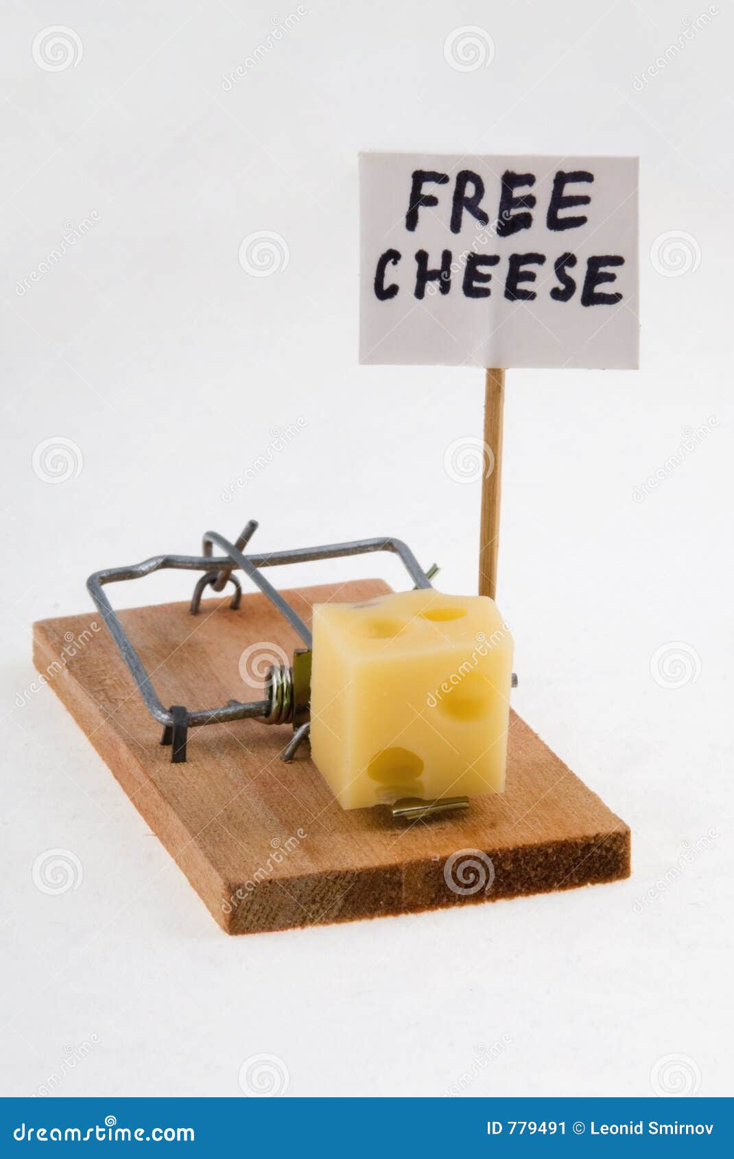 mouse trap with cheese and free cheese sign.