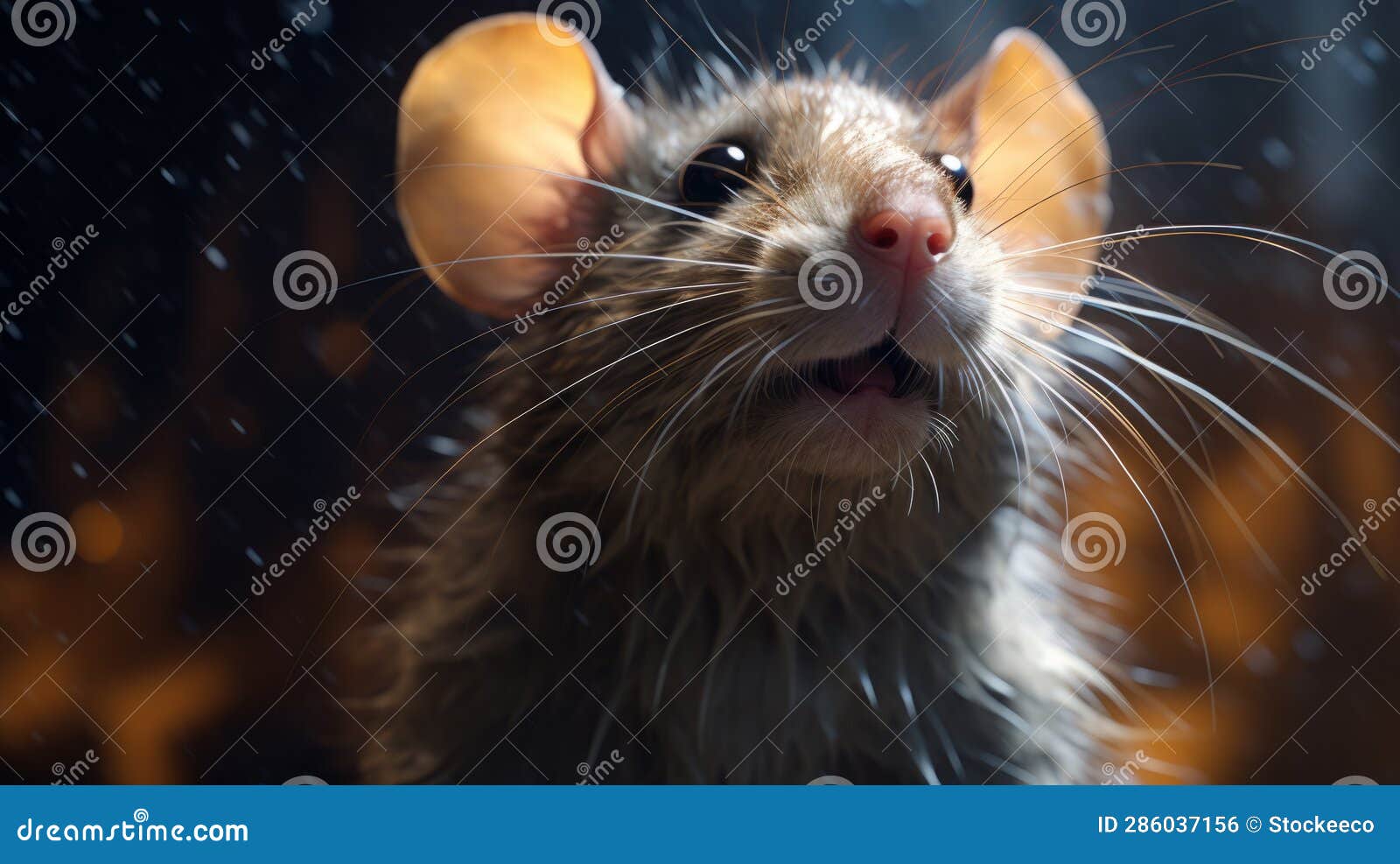 Rainy Mouse a Hyperrealistic Unreal Engine Render with Chilling Creatures Stock Illustration