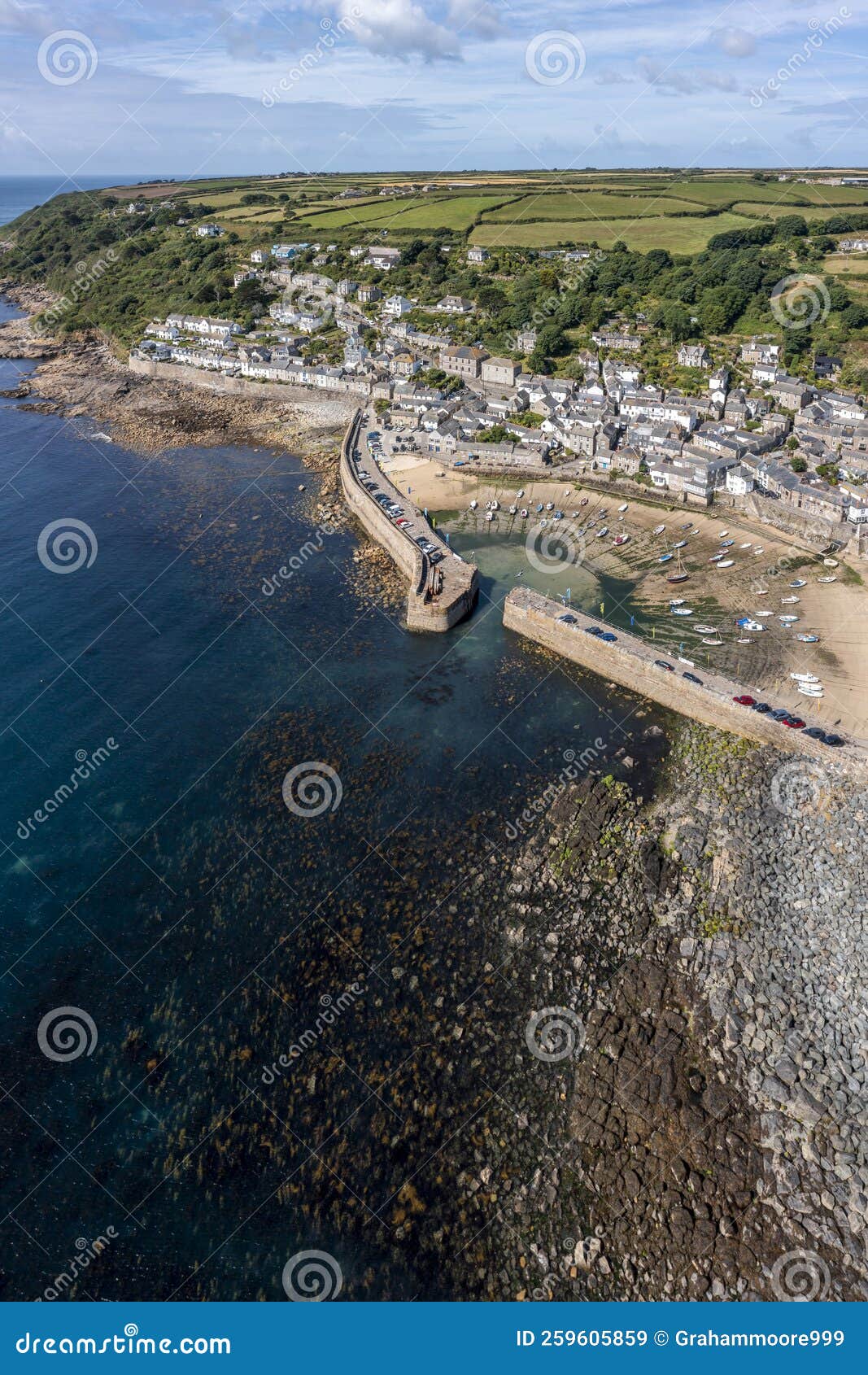 Mousehole Cornwall Vertical Panorama Stock Image Image of harbour