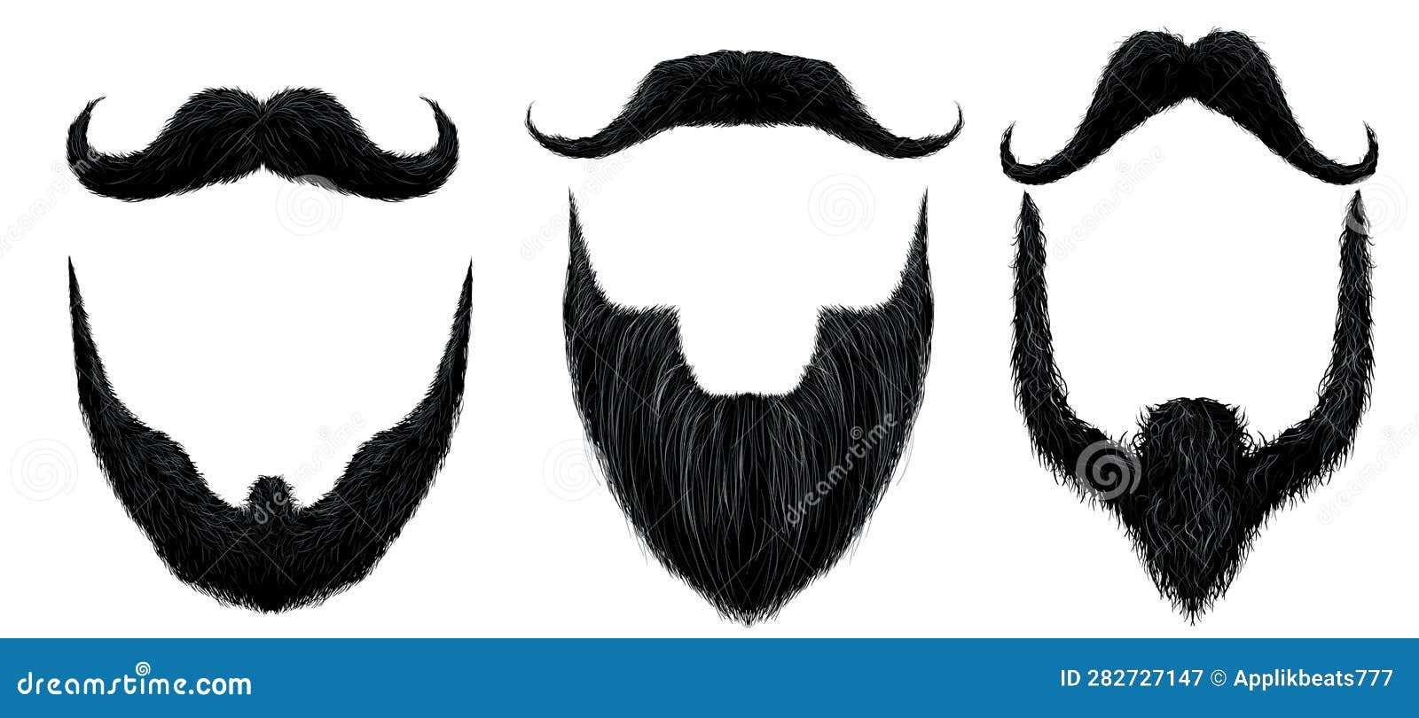 Moustache and Beard. Man Beards Style, Curly Moustaches Mask and ...