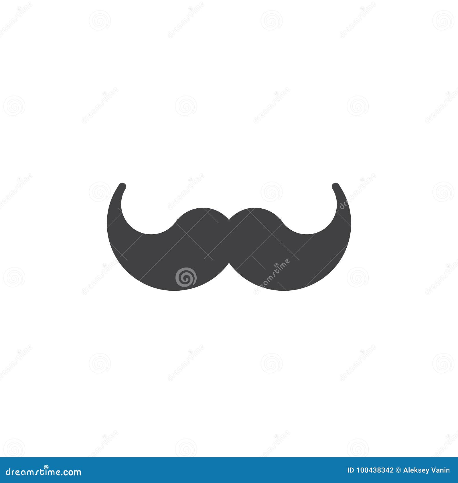 Flat Moustache Icon For Presentations Isolated On White Vector