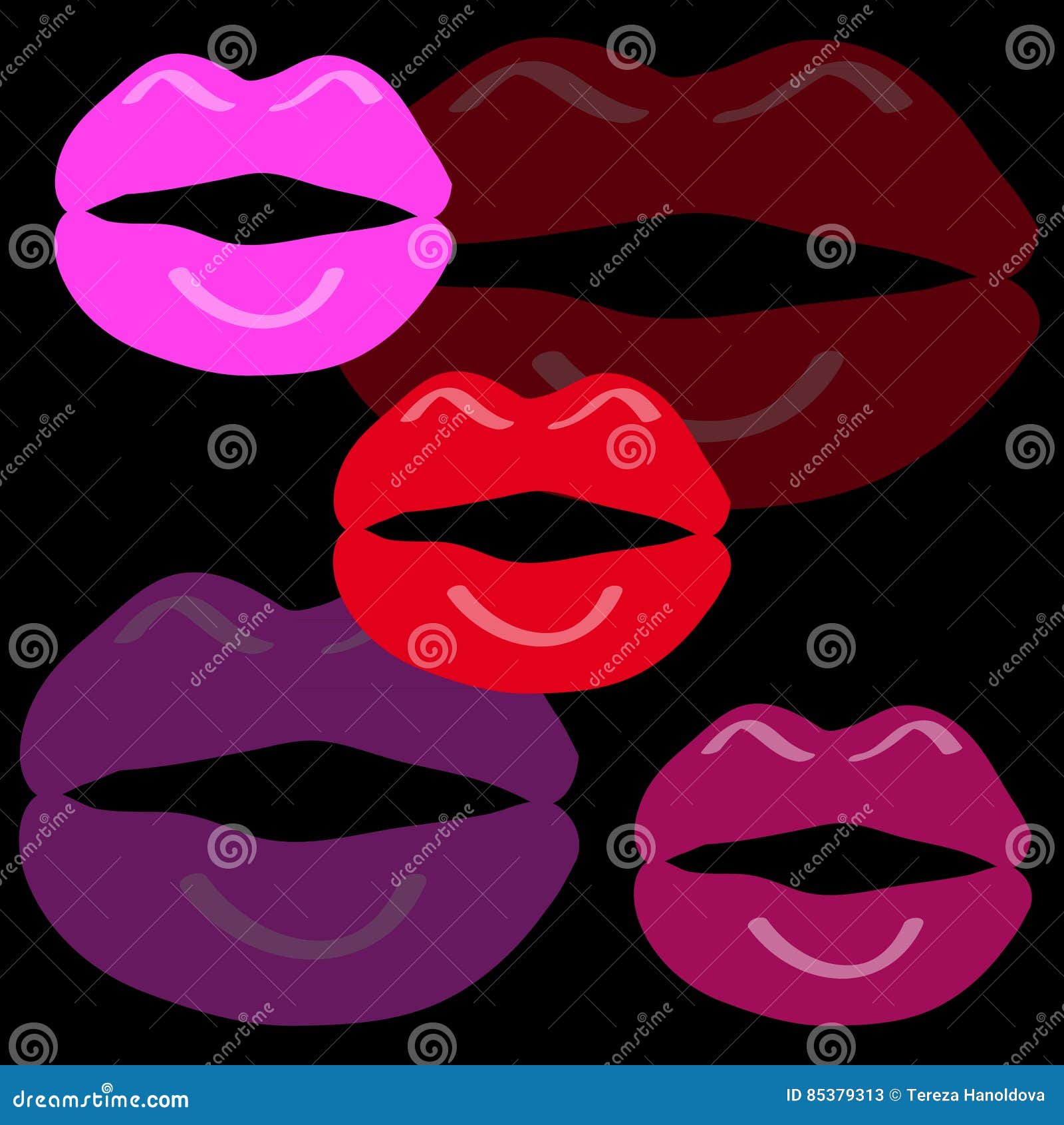 Mouth on black background stock vector. Illustration of love 85379313