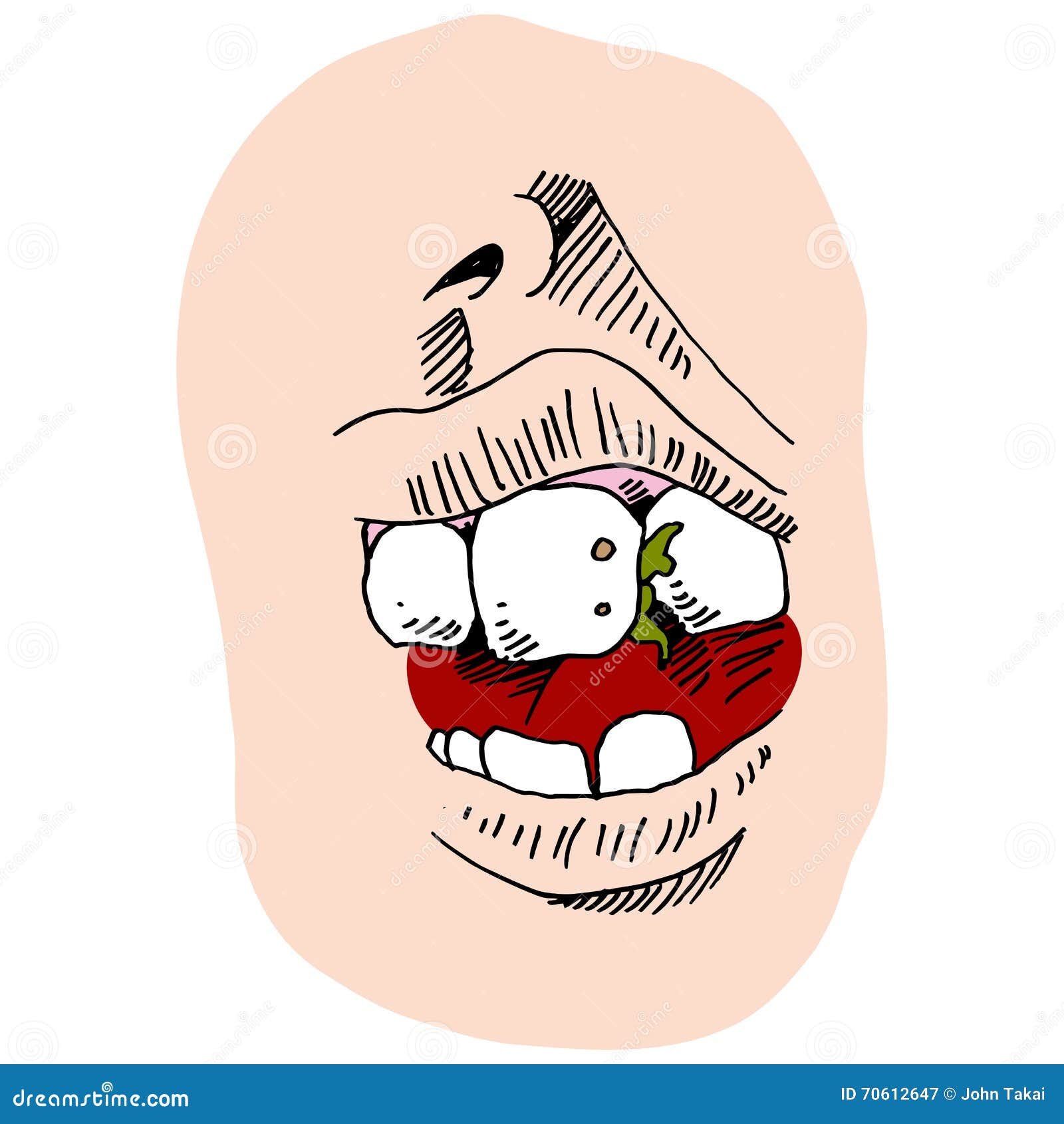 Mouth with food in teeth stock vector. Illustration of unsightly 70612647