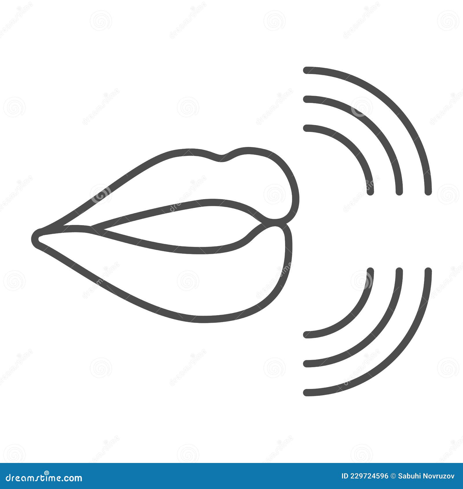 mouth, lips, pronunciation of sounds thin line icon, linguistics concept, phonetics speech  sign on white