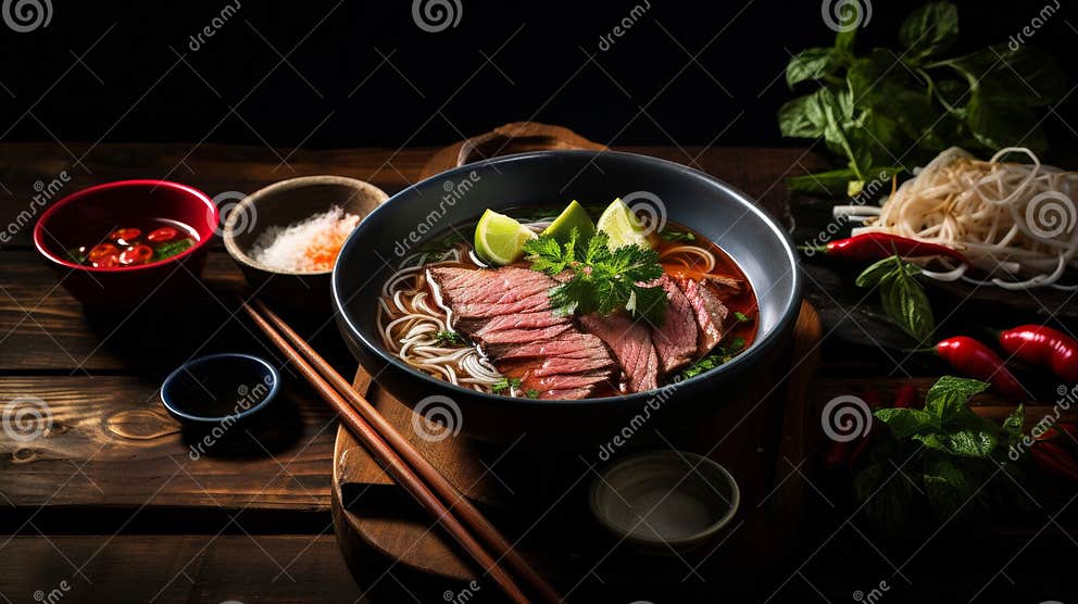 Mouthwatering Pho, a Vietnamese Culinary Treasure Stock Illustration(02)