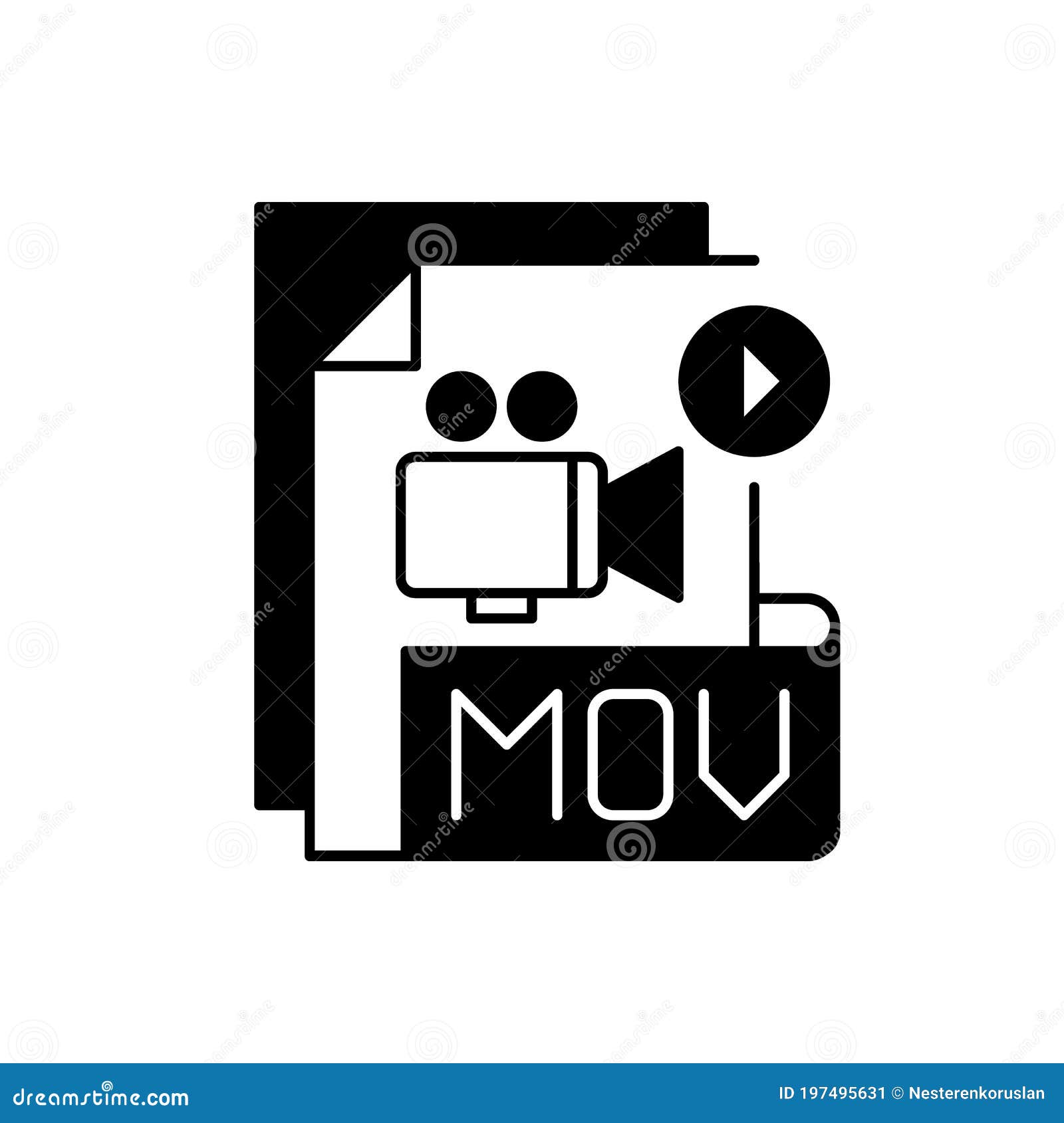 mov file black linear icon
