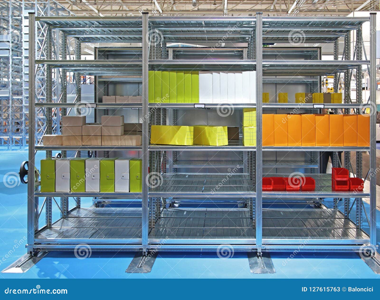 Movable Shelving Units stock image. Image of industry 127615763