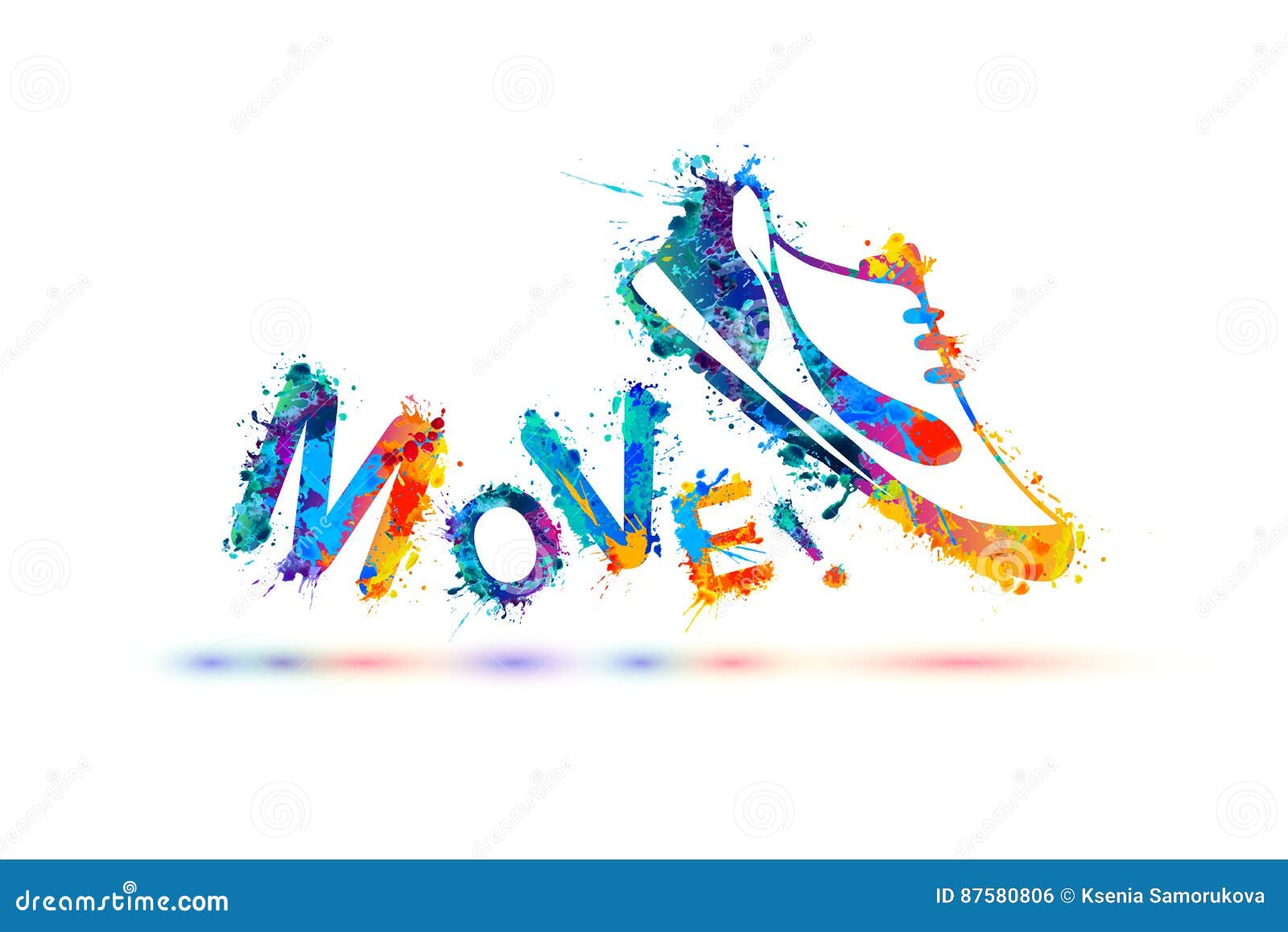 Move! Vector Sign. Sneakers. Stock Vector Illustration of lifestyle